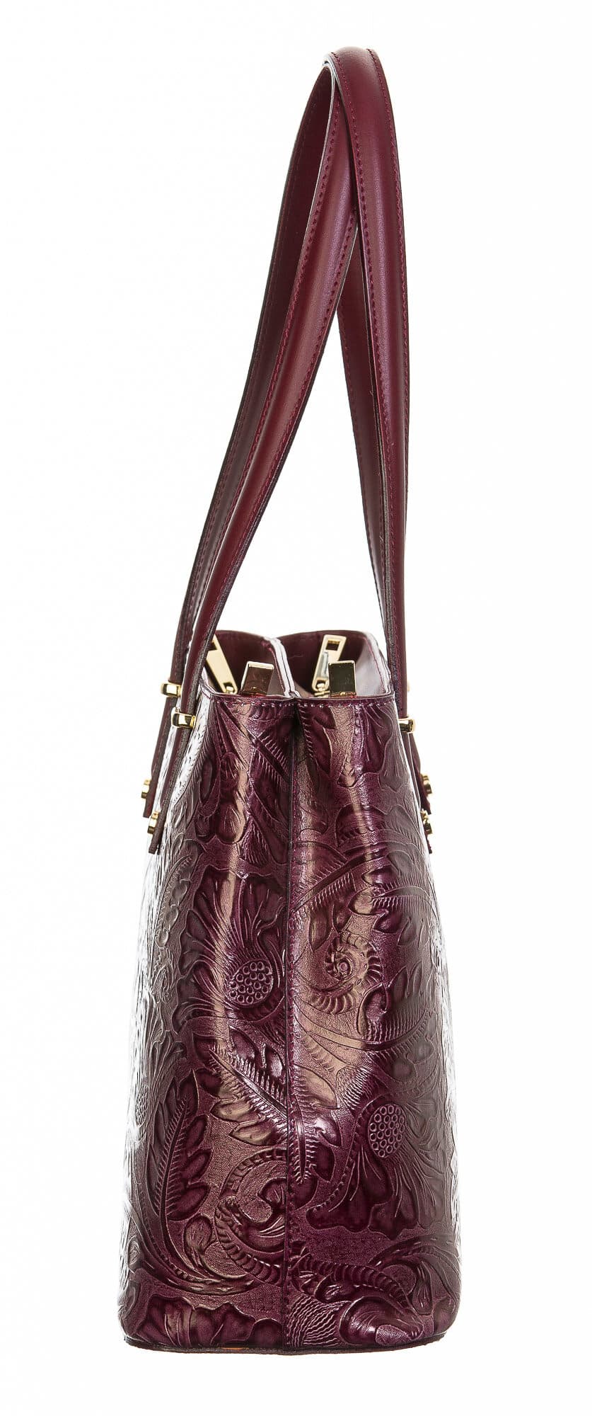 Borsa donna in vera pelle, CHIAROSCURO, mod MEGHI colore BORDO', Made in Italy.