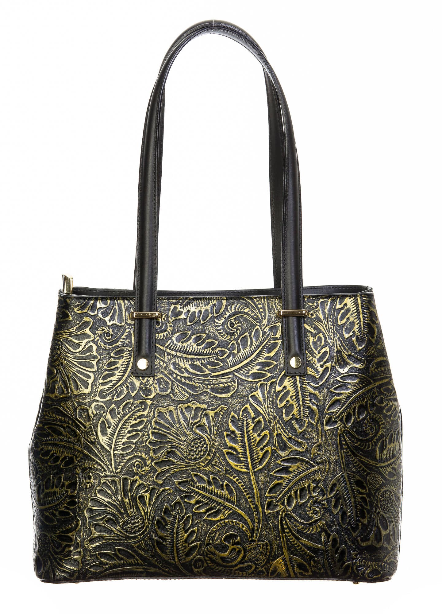 Borsa donna in vera pelle, CHIAROSCURO, mod MEGHI colore NERO, Made in Italy.