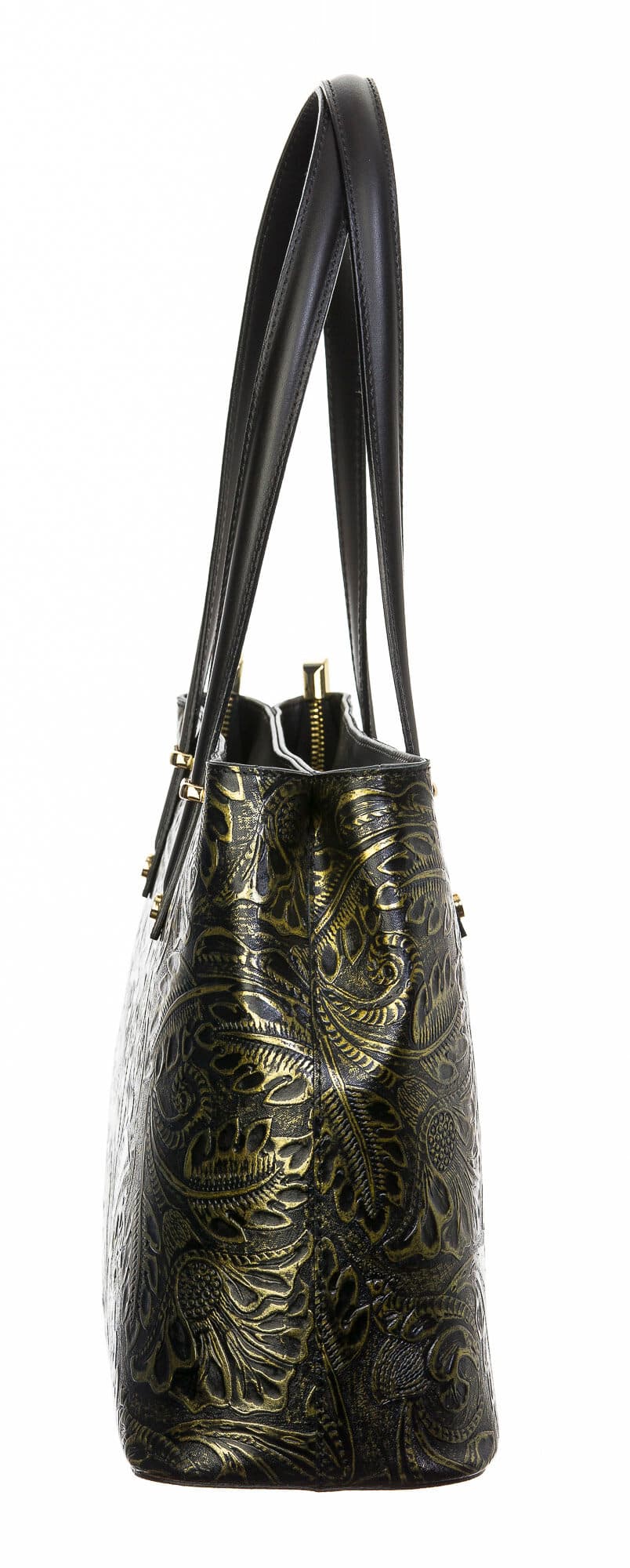 Borsa donna in vera pelle, CHIAROSCURO, mod MEGHI colore NERO, Made in Italy.