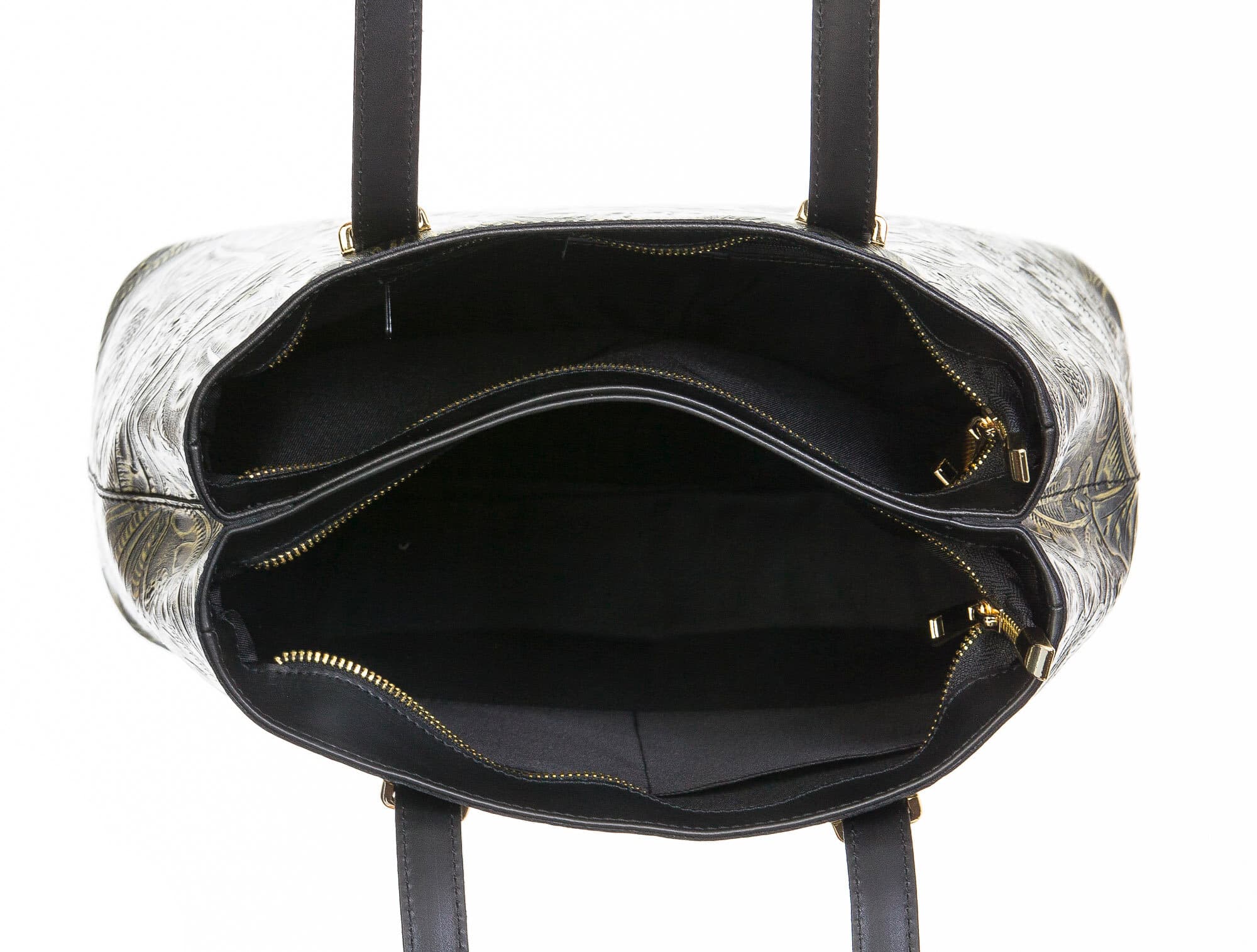 Borsa donna in vera pelle, CHIAROSCURO, mod MEGHI colore NERO, Made in Italy.