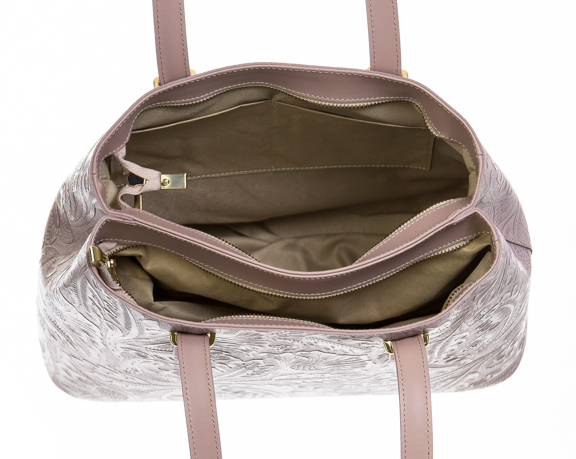 Borsa donna in vera pelle, CHIAROSCURO, mod MEGHI colore BEIGE, Made in Italy.