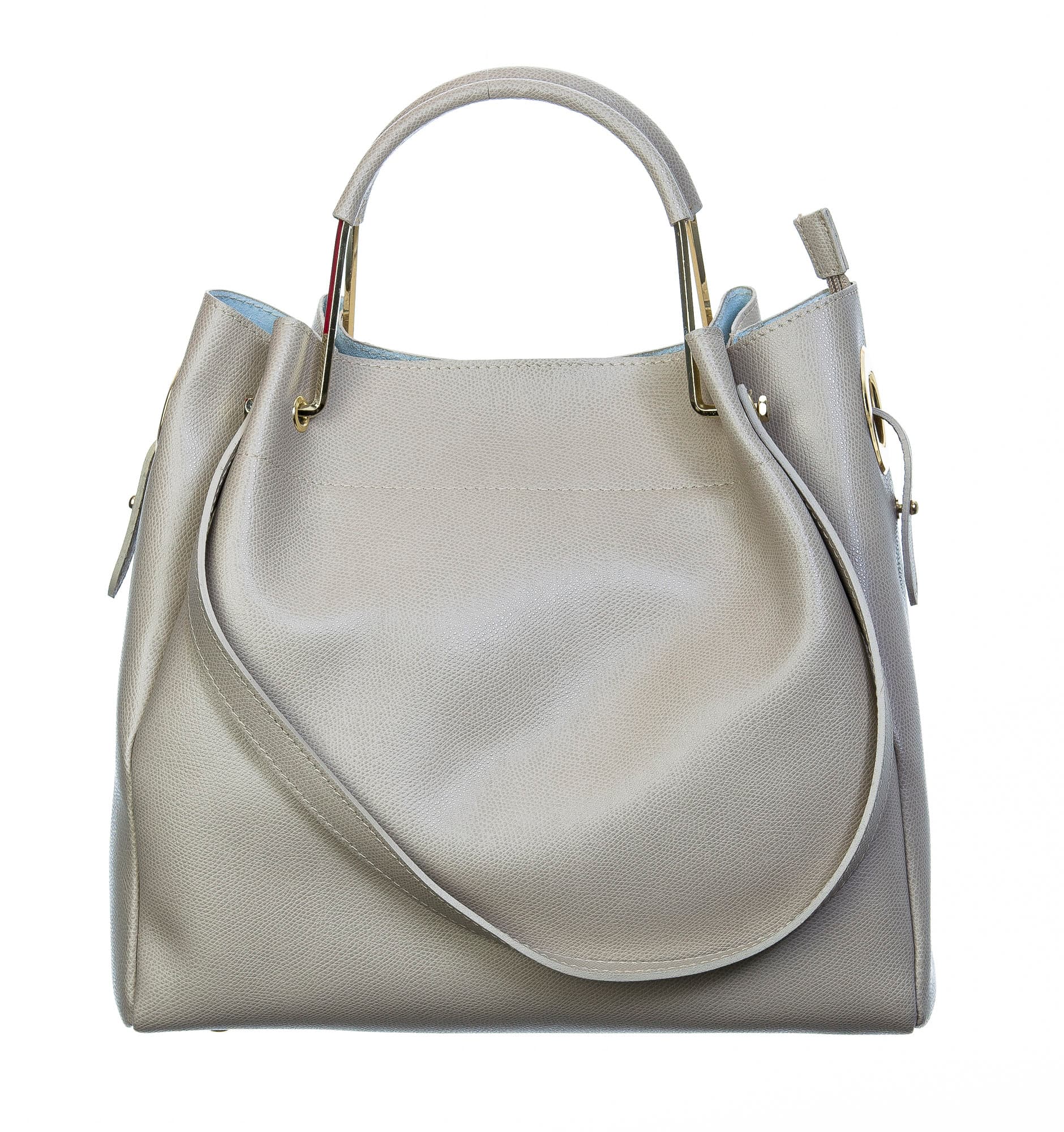 Borsa donna in vera pelle, CHIARO SCURO, mod KAROLINA colore GRIGIO, Made in Italy.