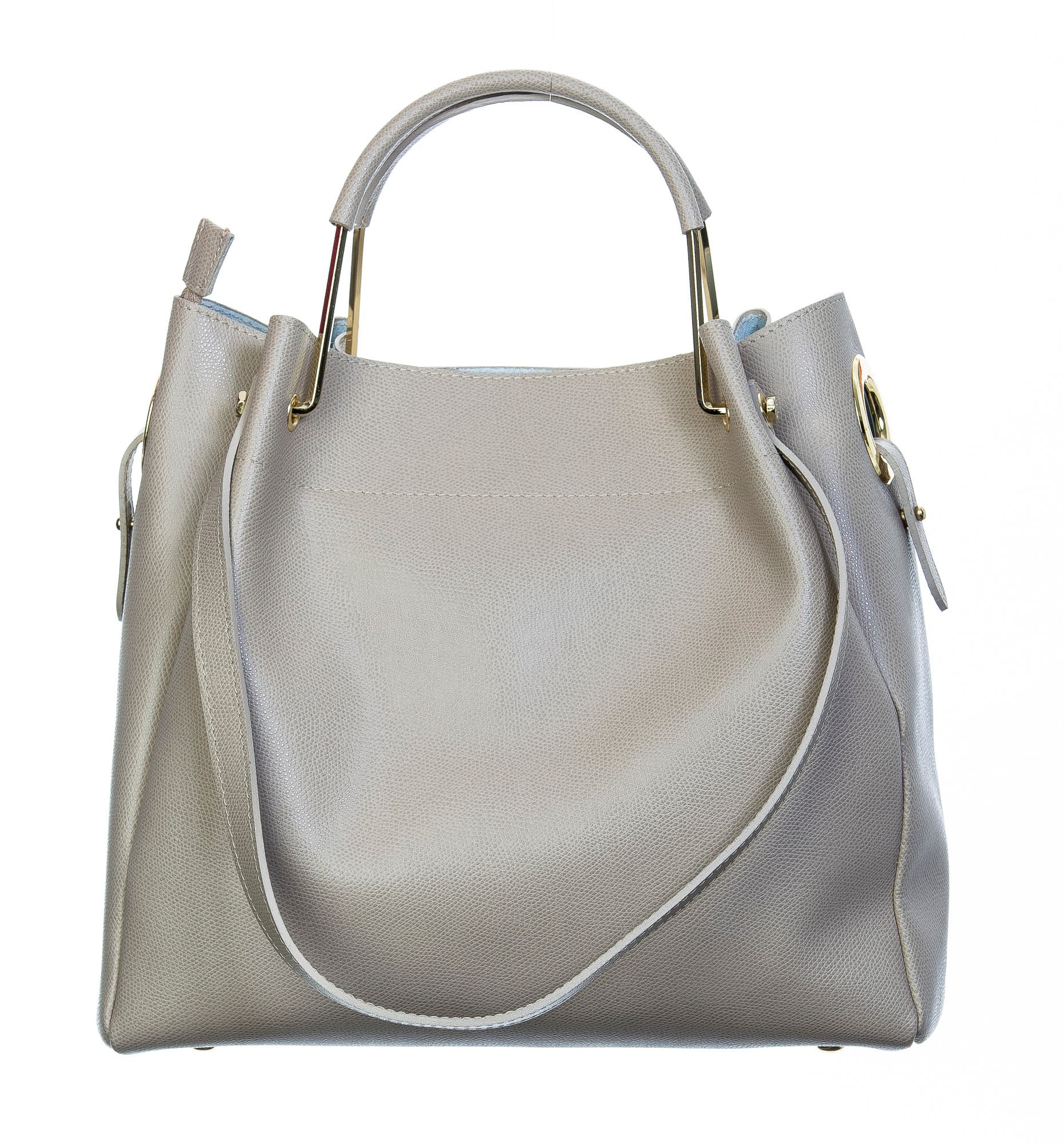 Borsa donna in vera pelle, CHIARO SCURO, mod KAROLINA colore GRIGIO, Made in Italy.