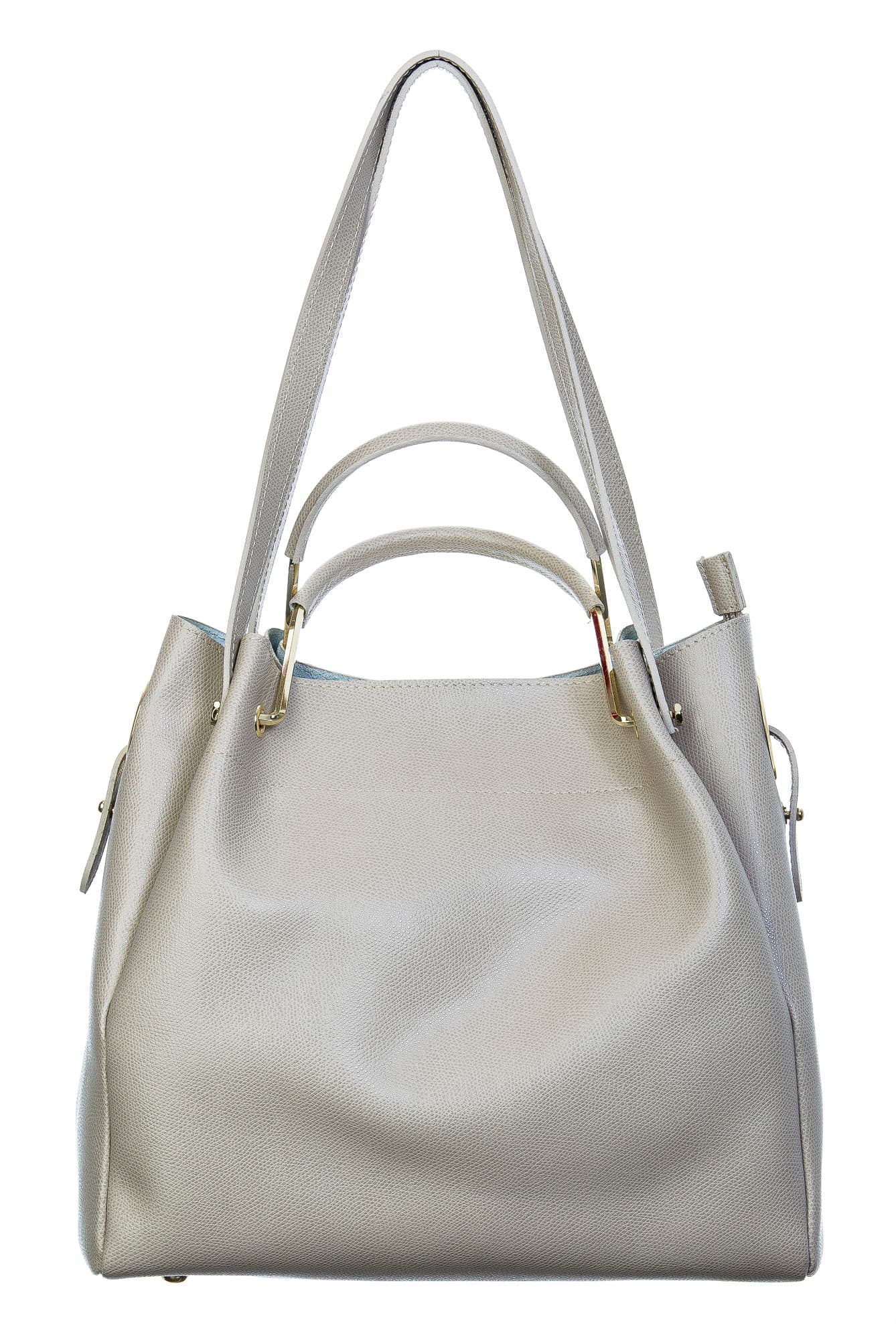 Borsa donna in vera pelle, CHIARO SCURO, mod KAROLINA colore GRIGIO, Made in Italy.