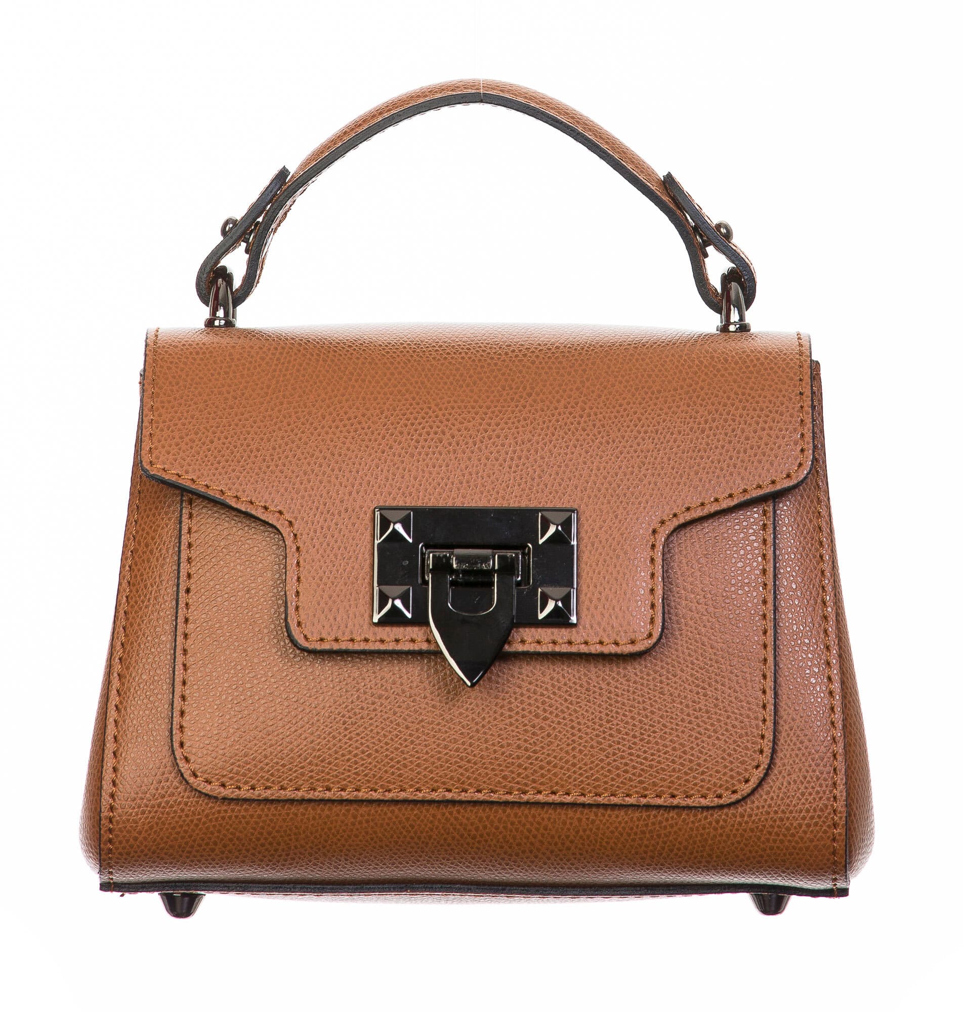 Borsa donna in vera pelle, CHIARO SCURO, mod AGNES colore marrone, Made in Italy.