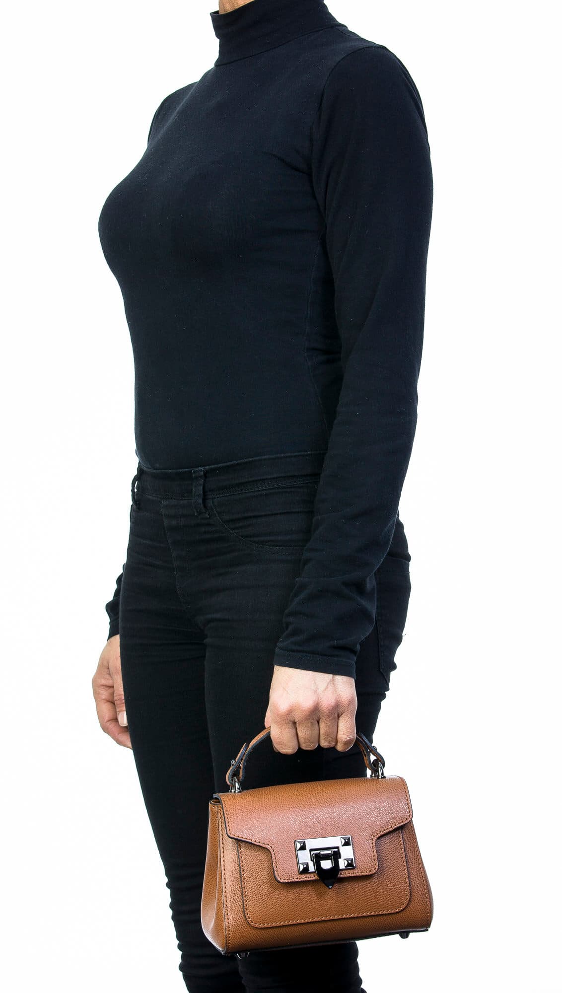 Borsa donna in vera pelle, CHIARO SCURO, mod AGNES colore marrone, Made in Italy.