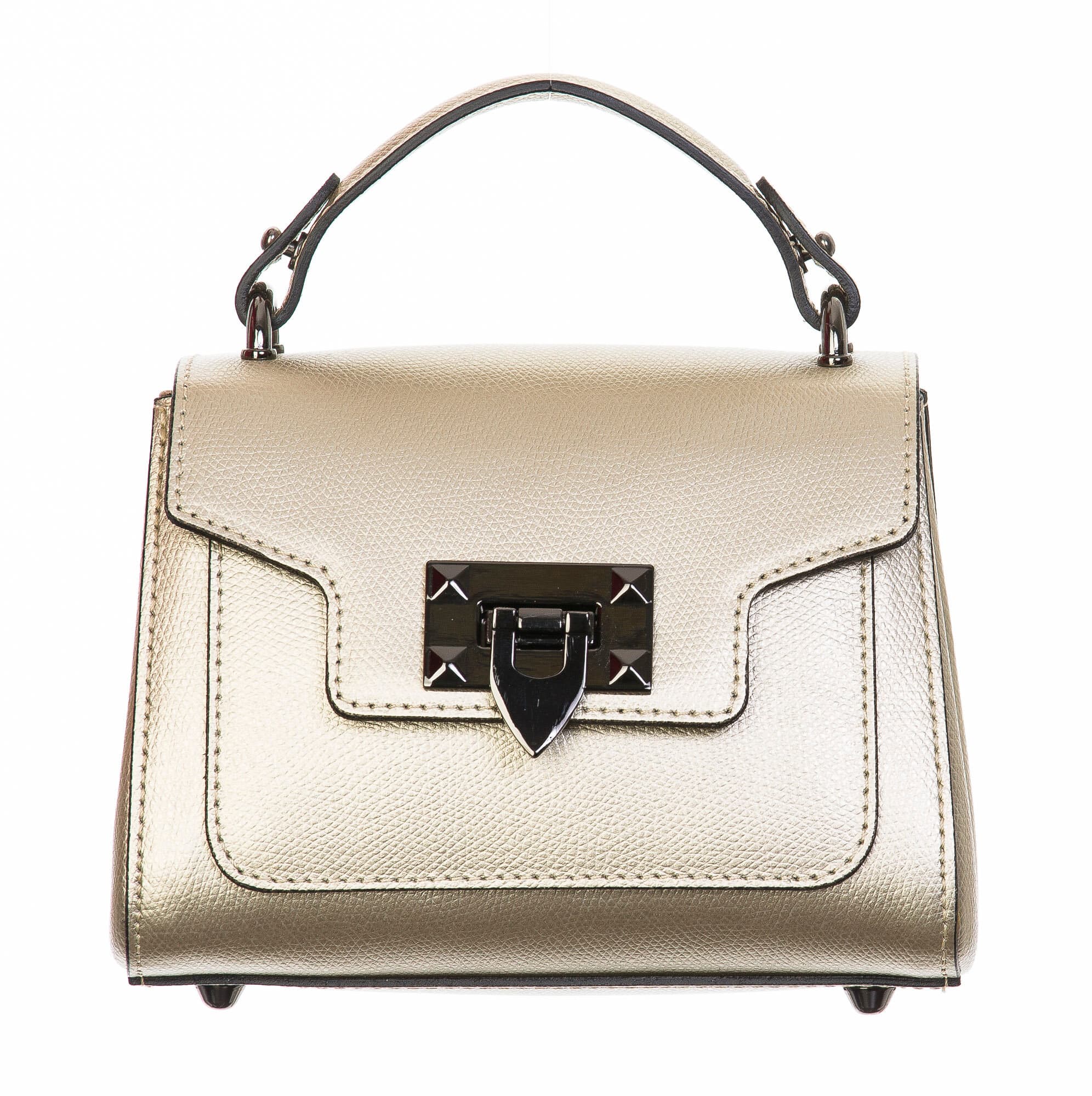 Borsa donna in vera pelle, CHIARO SCURO, mod AGNES colore oro, Made in Italy.