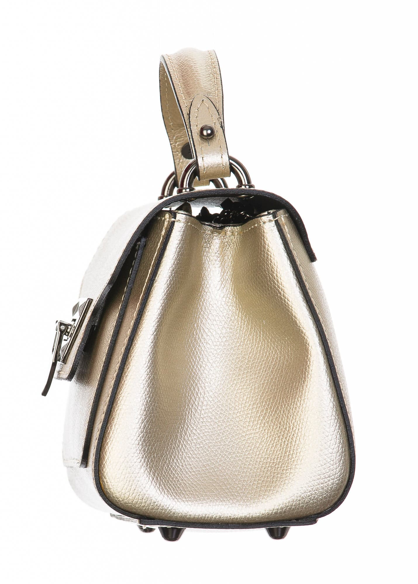 Borsa donna in vera pelle, CHIARO SCURO, mod AGNES colore oro, Made in Italy.