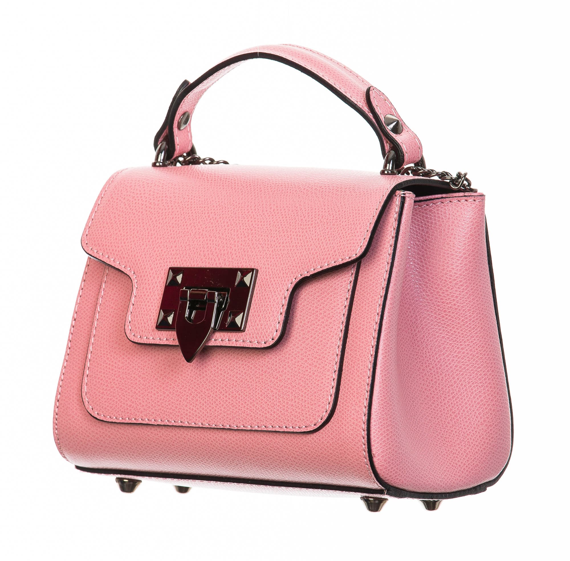 Borsa donna in vera pelle, CHIARO SCURO, mod AGNES colore rosa, Made in Italy.
