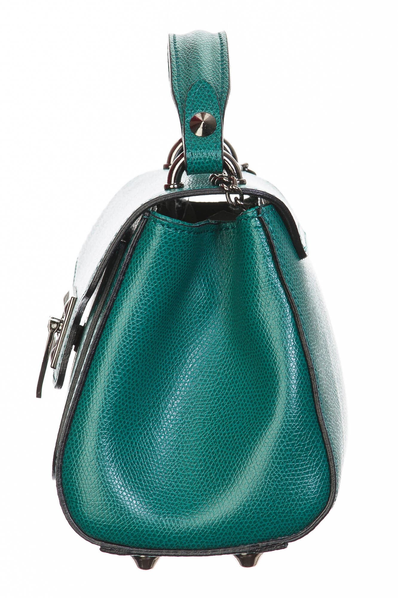 Borsa donna in vera pelle, CHIARO SCURO, mod AGNES colore verde acqua, Made in Italy.