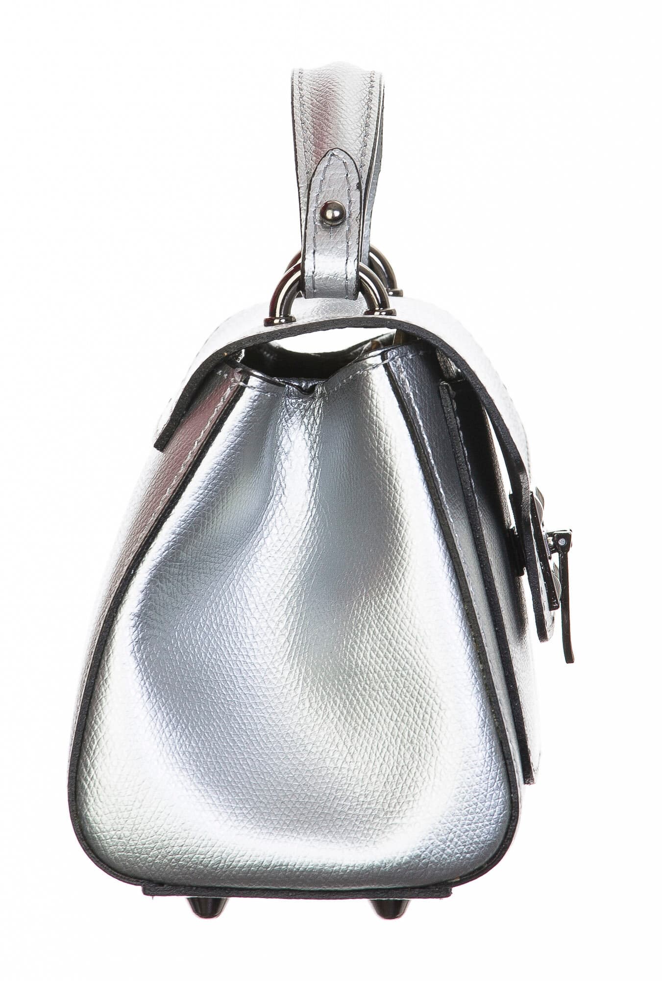 Borsa donna in vera pelle, CHIARO SCURO, mod AGNES colore argento, Made in Italy.