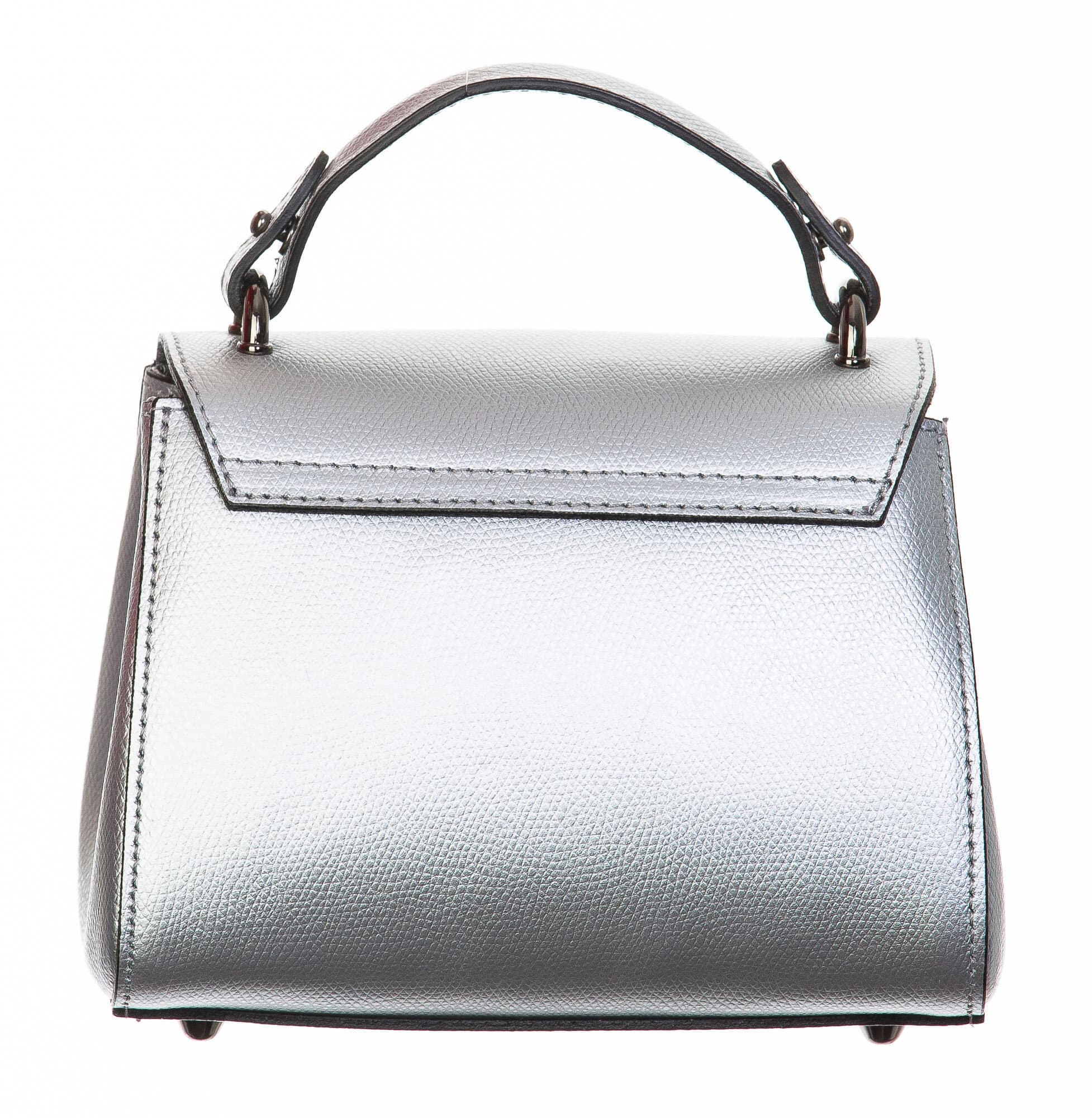 Borsa donna in vera pelle, CHIARO SCURO, mod AGNES colore argento, Made in Italy.