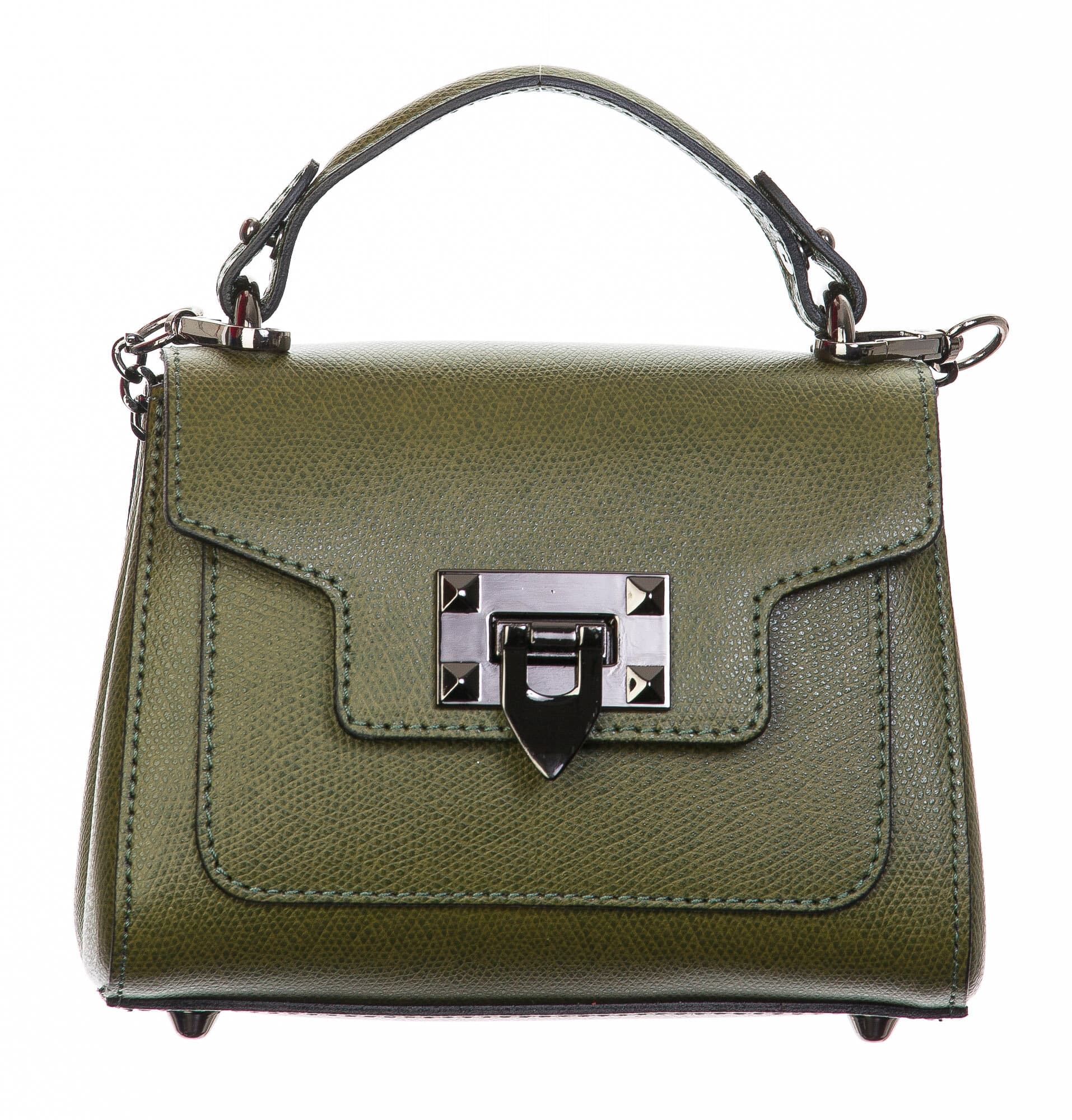 Borsa donna in vera pelle, CHIARO SCURO, mod AGNES colore verde petrolio, Made in Italy.