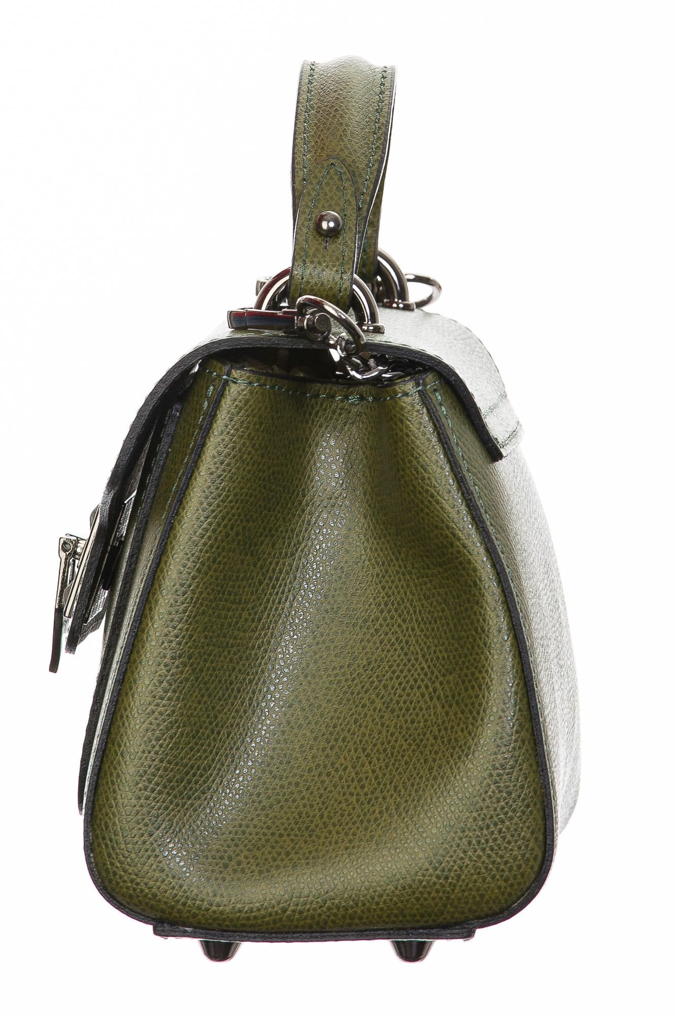 Borsa donna in vera pelle, CHIARO SCURO, mod AGNES colore verde petrolio, Made in Italy.