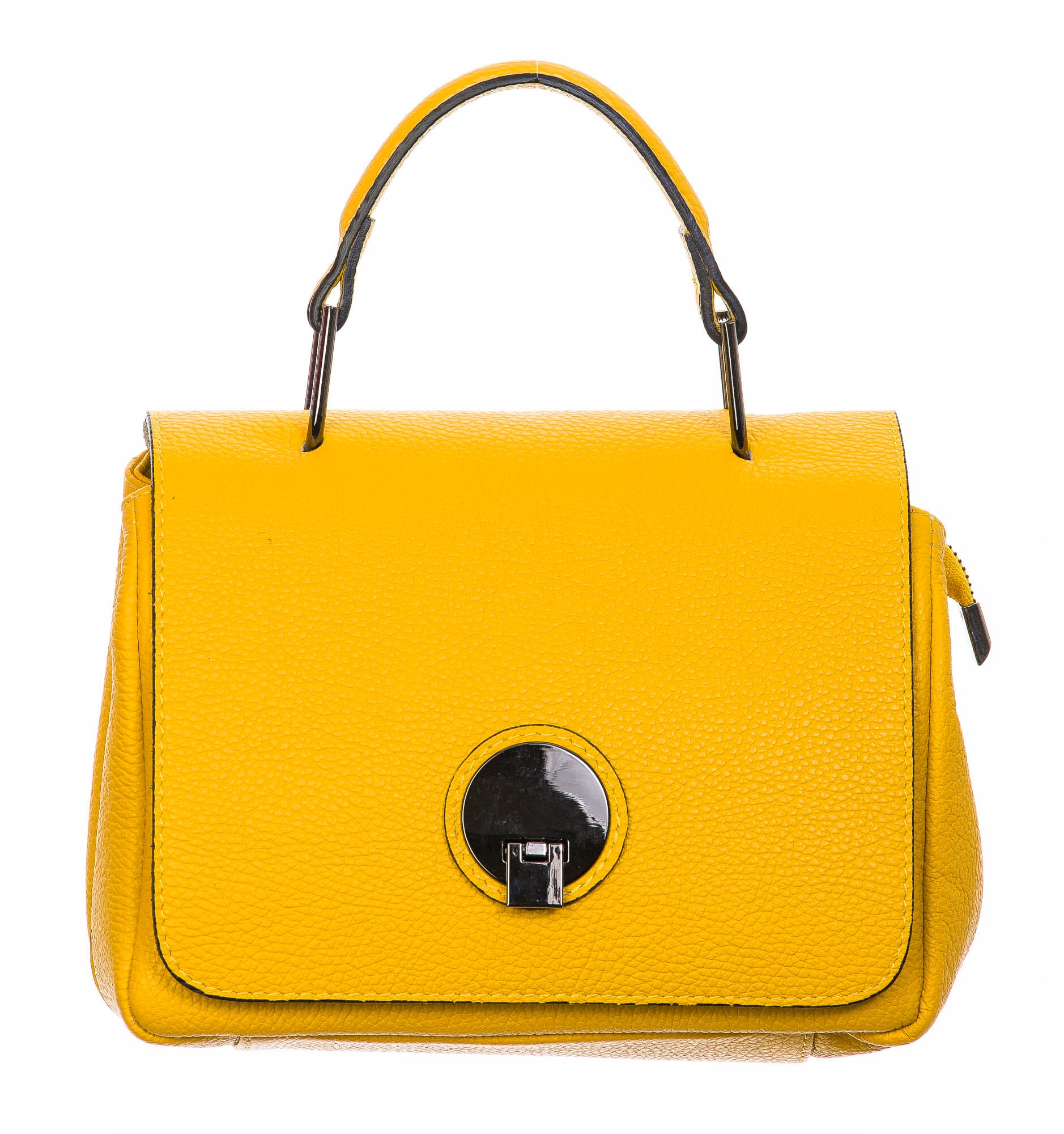 Borsa donna in vera pelle, CHIAROSCURO, mod EVELIN colore giallo, Made in Italy.