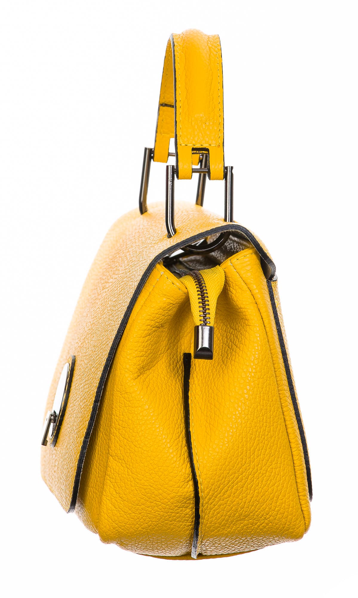 Borsa donna in vera pelle, CHIAROSCURO, mod EVELIN colore giallo, Made in Italy.