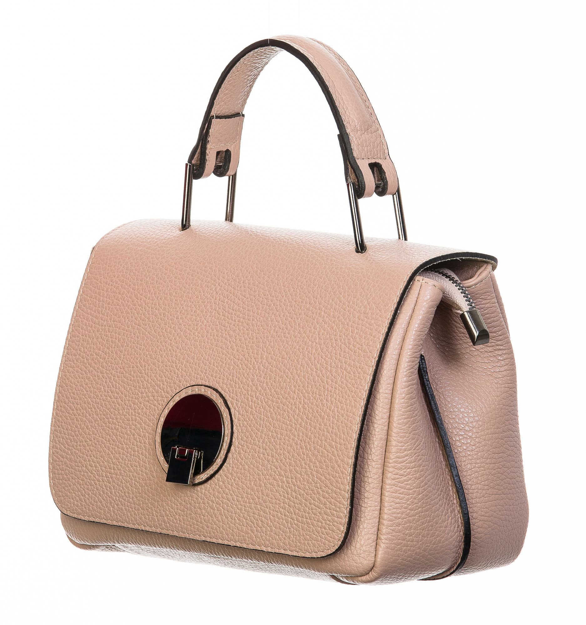 Borsa donna in vera pelle, CHIAROSCURO, mod EVELIN colore rosa, Made in Italy.