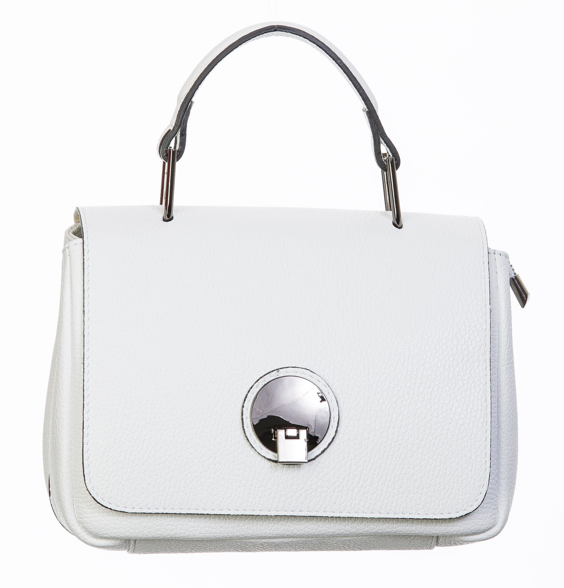 Borsa donna in vera pelle, CHIAROSCURO, mod EVELIN colore bianco, Made in Italy.