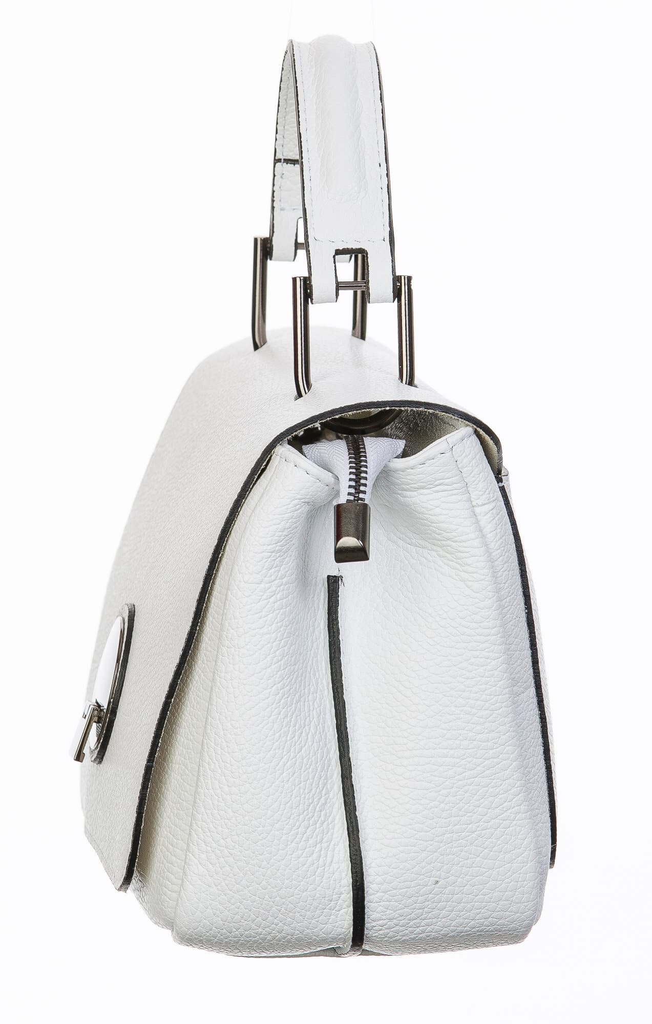 Borsa donna in vera pelle, CHIAROSCURO, mod EVELIN colore bianco, Made in Italy.