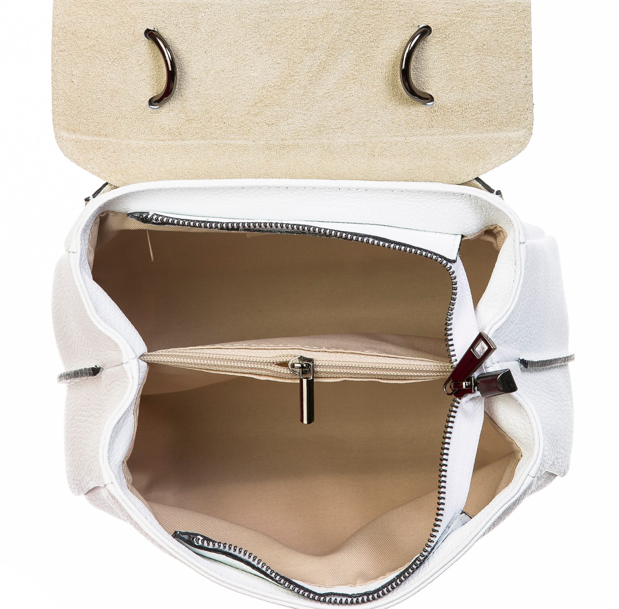 Borsa donna in vera pelle, CHIAROSCURO, mod EVELIN colore bianco, Made in Italy.
