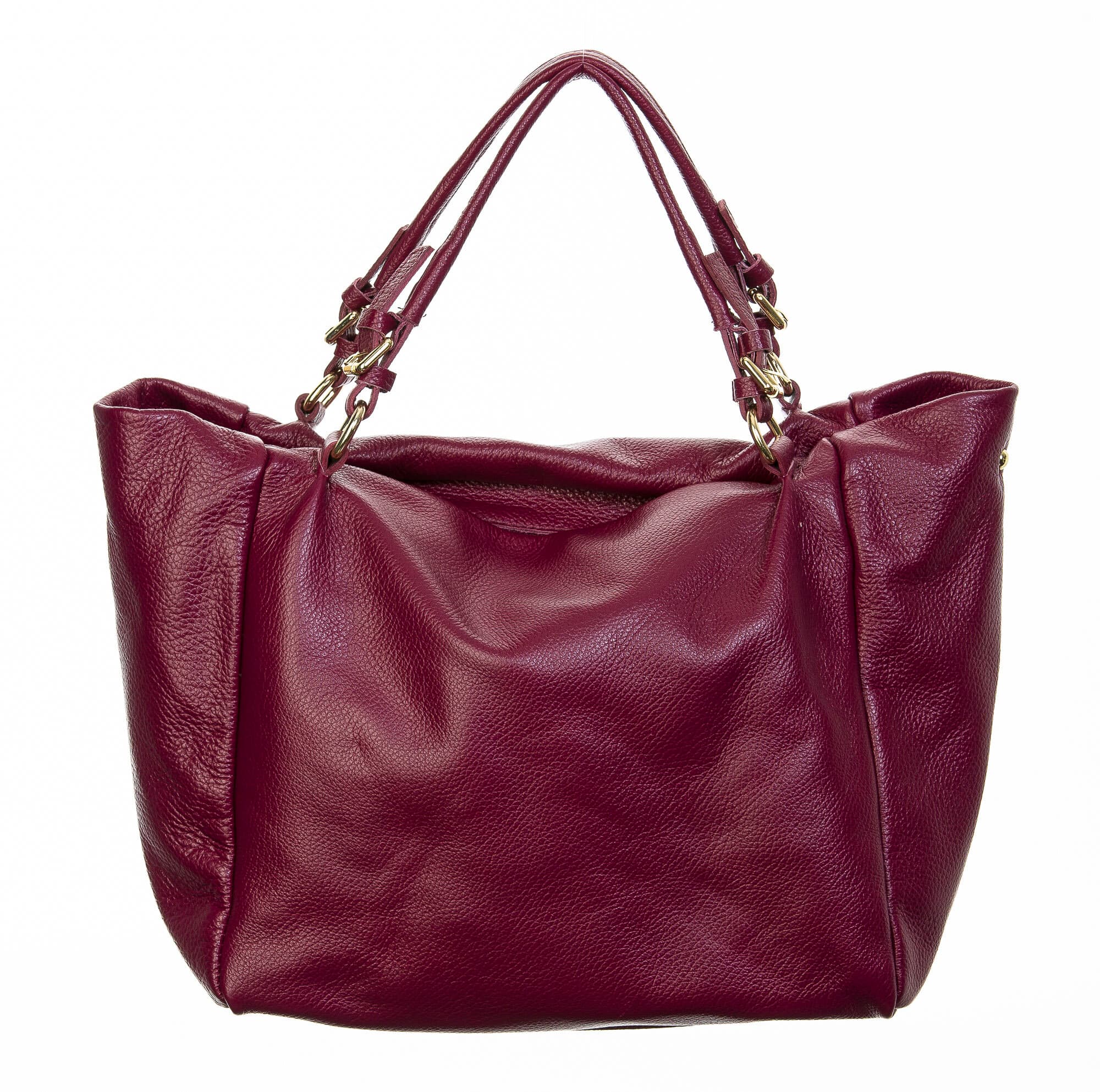 Borsa donna in vera pelle, CHIAROSCURO, mod ELODY colore bordò, Made in Italy.