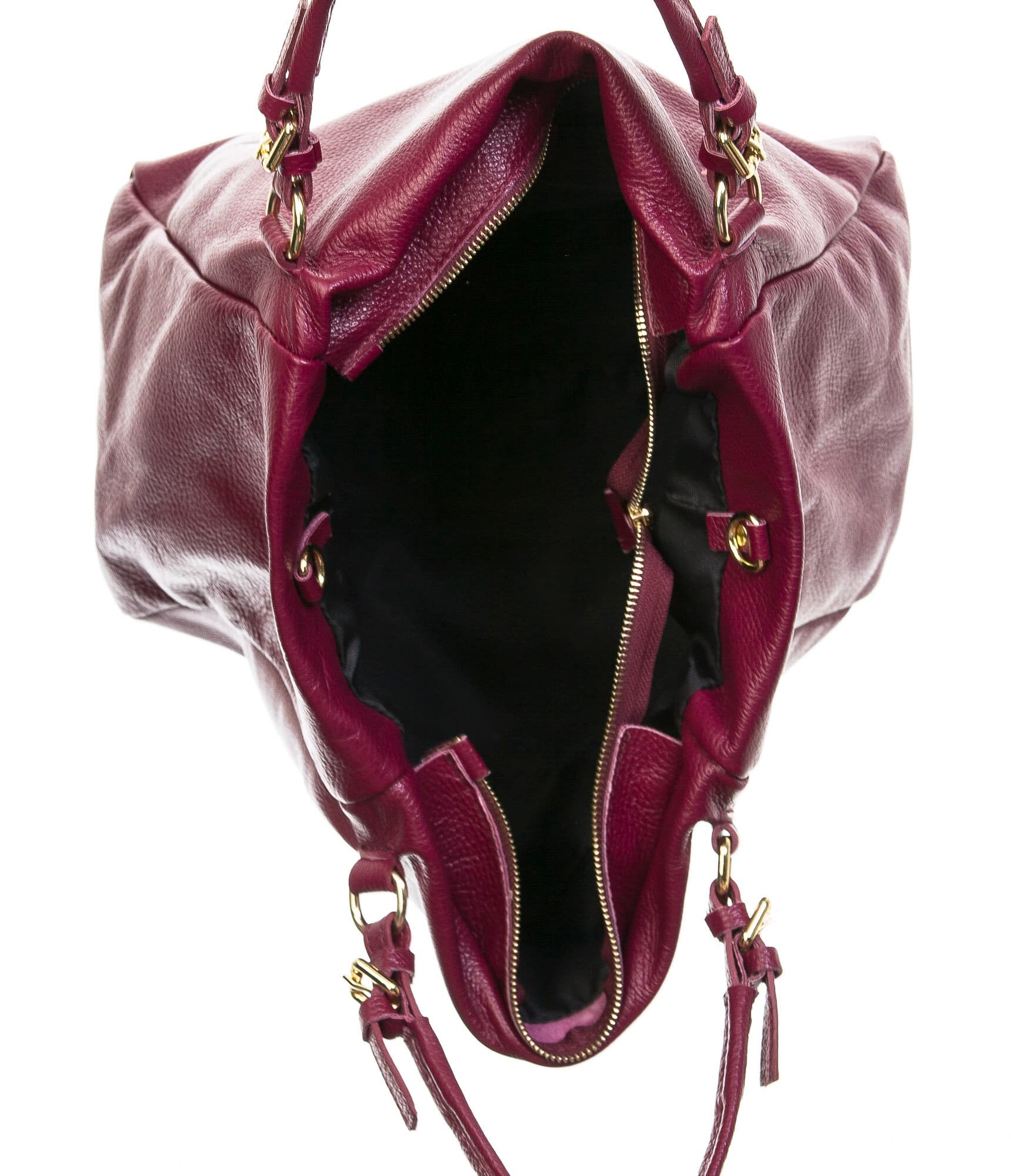 Borsa donna in vera pelle, CHIAROSCURO, mod ELODY colore bordò, Made in Italy.