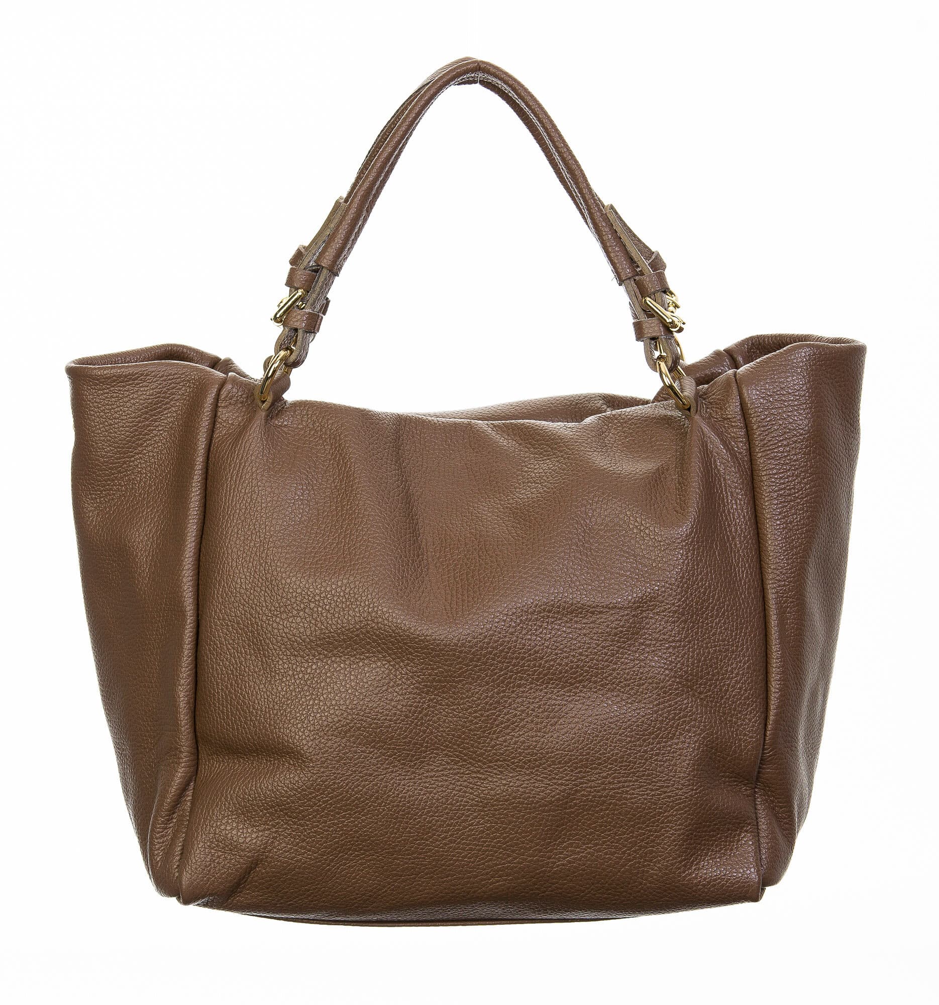 Borsa donna in vera pelle, CHIAROSCURO, mod ELODY colore taupe, Made in Italy.