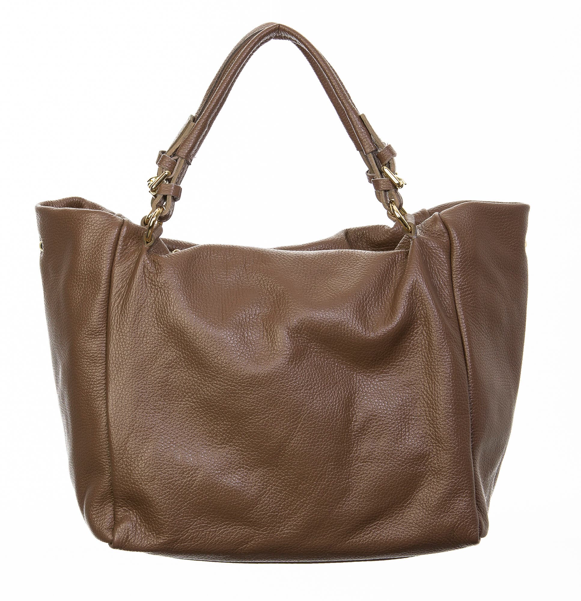Borsa donna in vera pelle, CHIAROSCURO, mod ELODY colore taupe, Made in Italy.