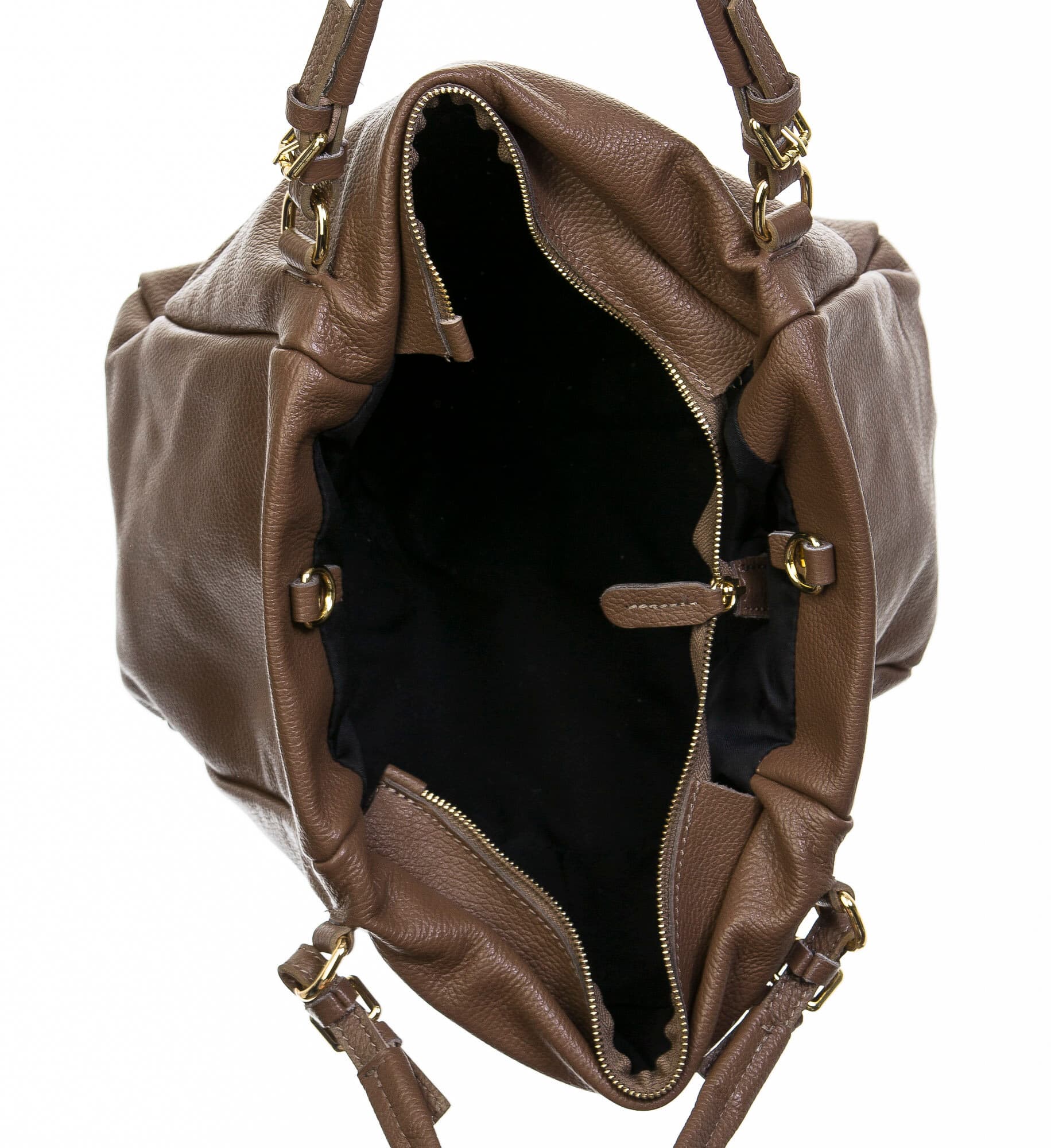 Borsa donna in vera pelle, CHIAROSCURO, mod ELODY colore taupe, Made in Italy.