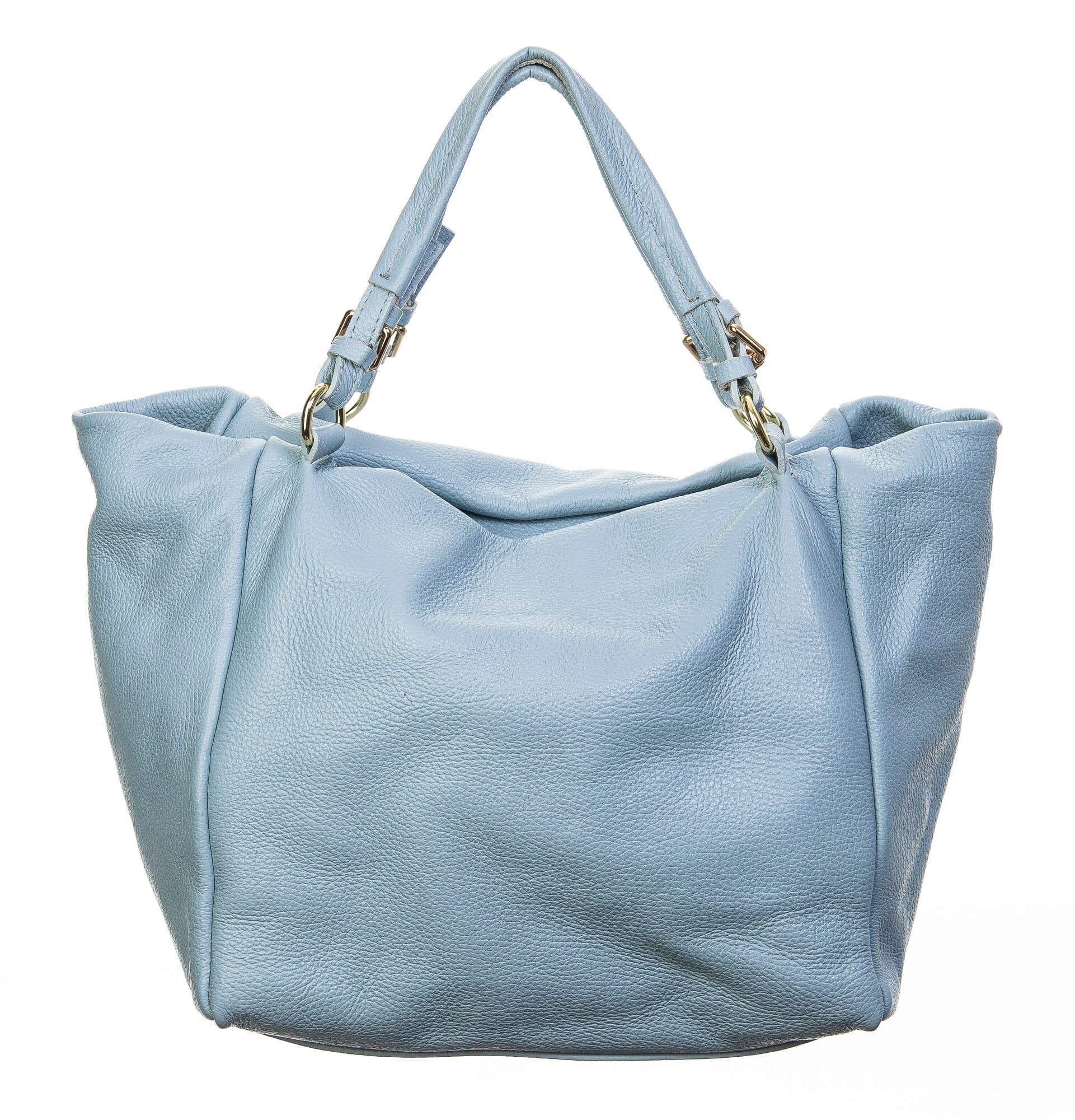Borsa donna in vera pelle, CHIAROSCURO, mod ELODY colore azzurro, Made in Italy.
