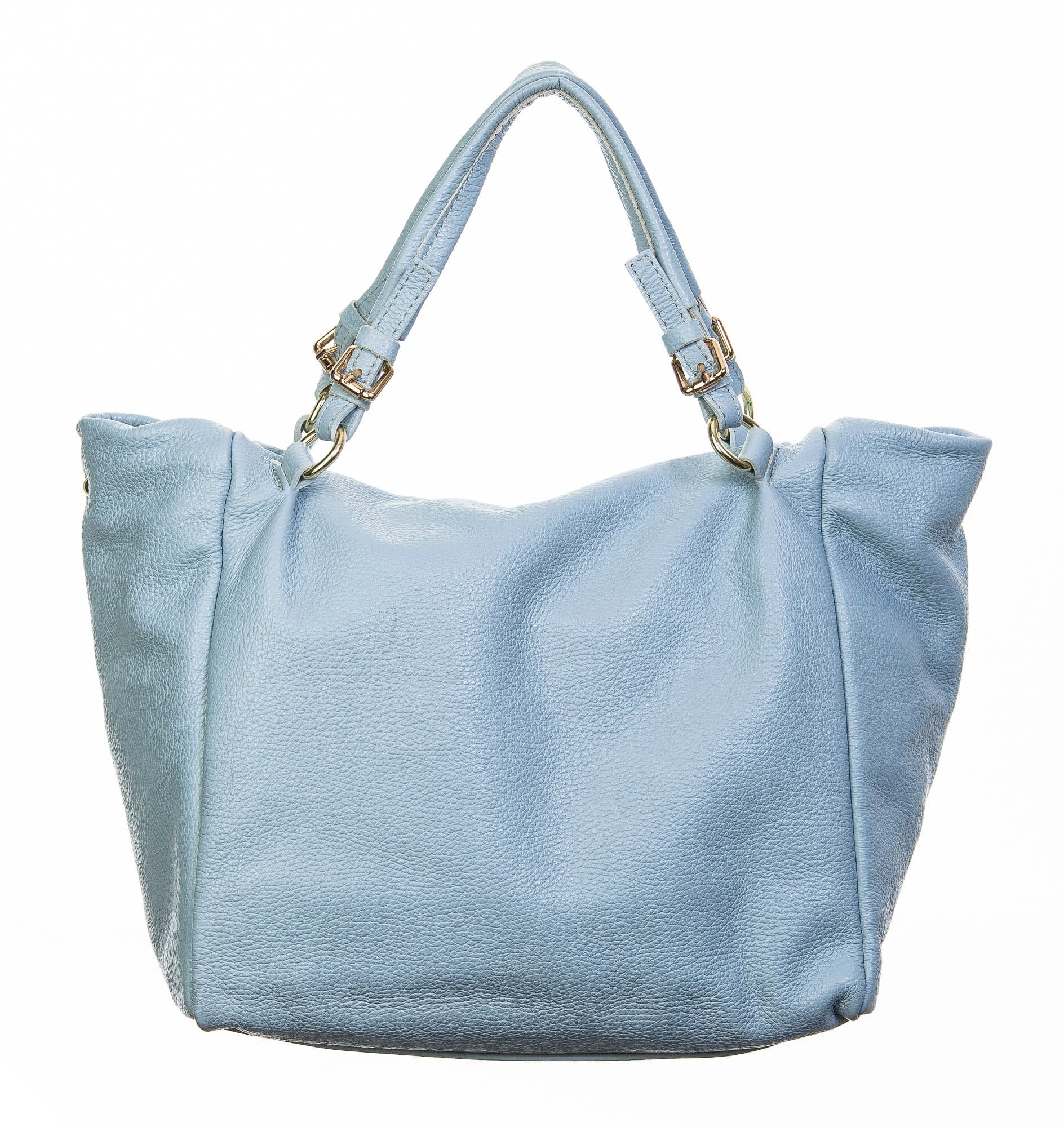 Borsa donna in vera pelle, CHIAROSCURO, mod ELODY colore azzurro, Made in Italy.