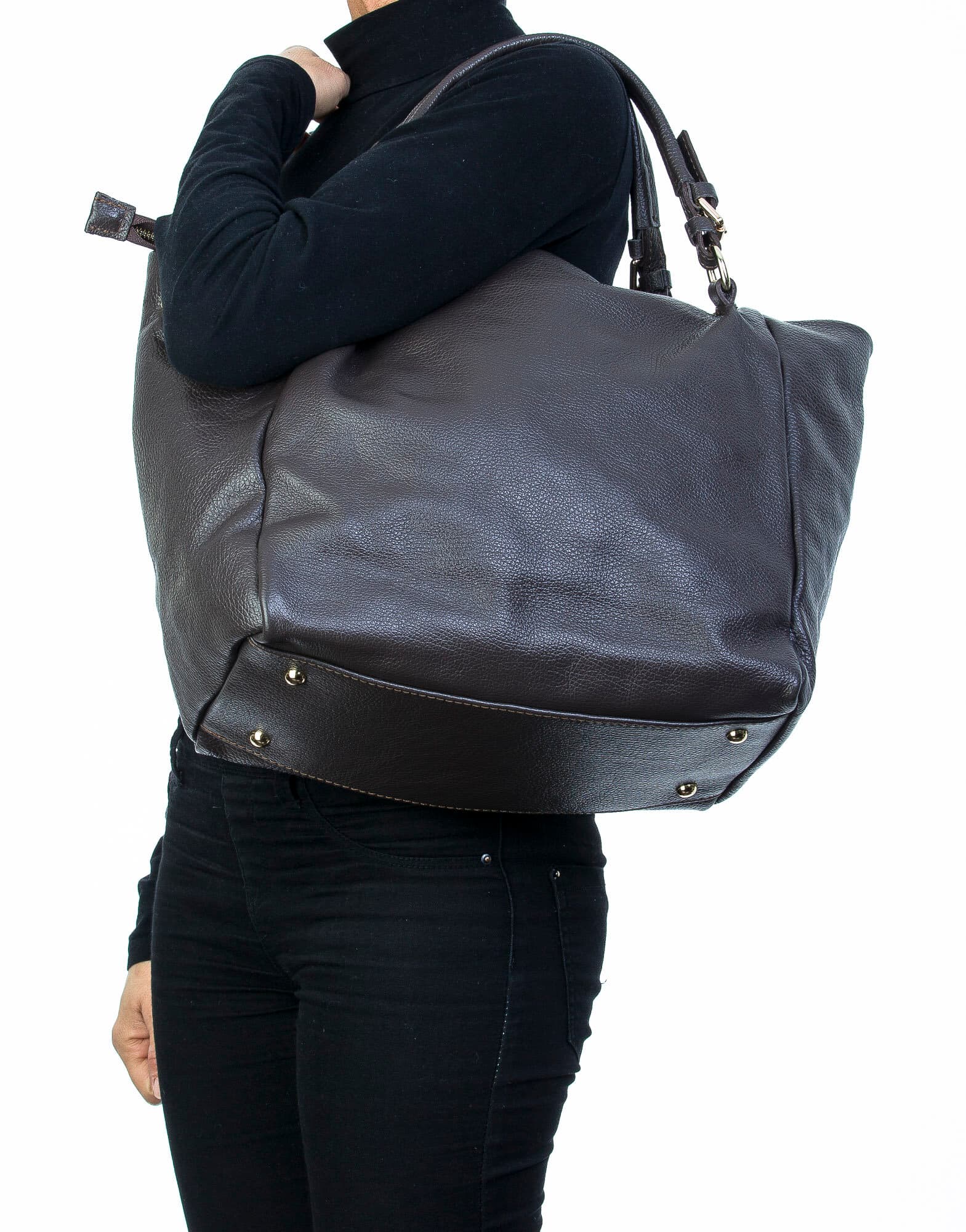 Borsa donna in vera pelle, CHIAROSCURO, mod ELODY colore marrone, Made in Italy.