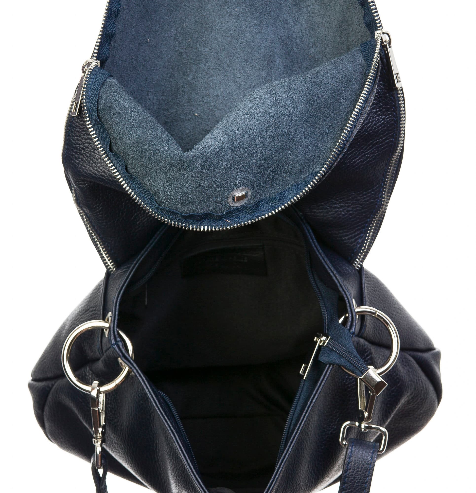 Borsa donna in vera pelle, CHIAROSCURO, mod LETIZIA colore blu, Made in Italy.