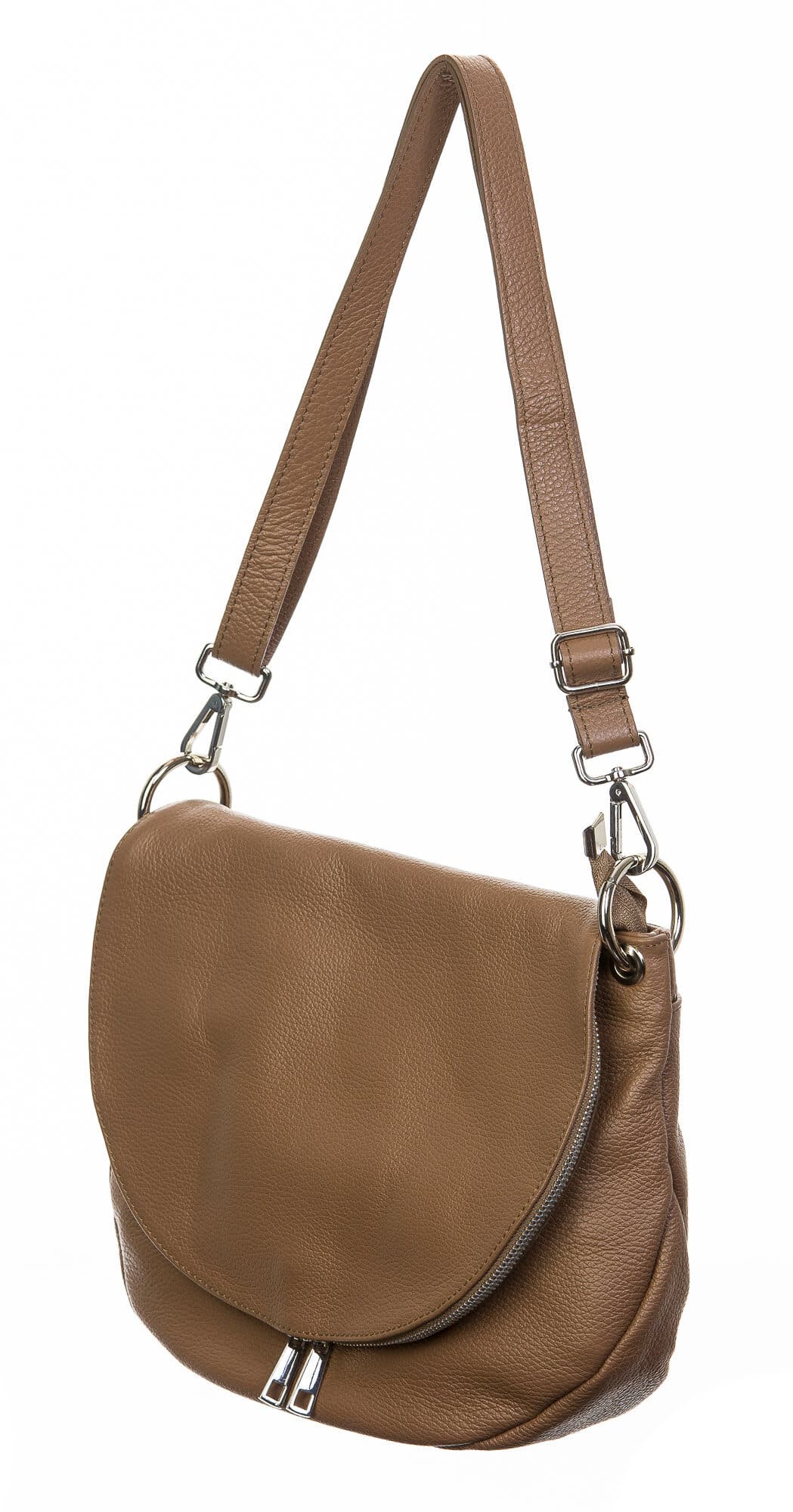 Borsa donna in vera pelle, CHIAROSCURO, mod LETIZIA colore taupe, Made in Italy.