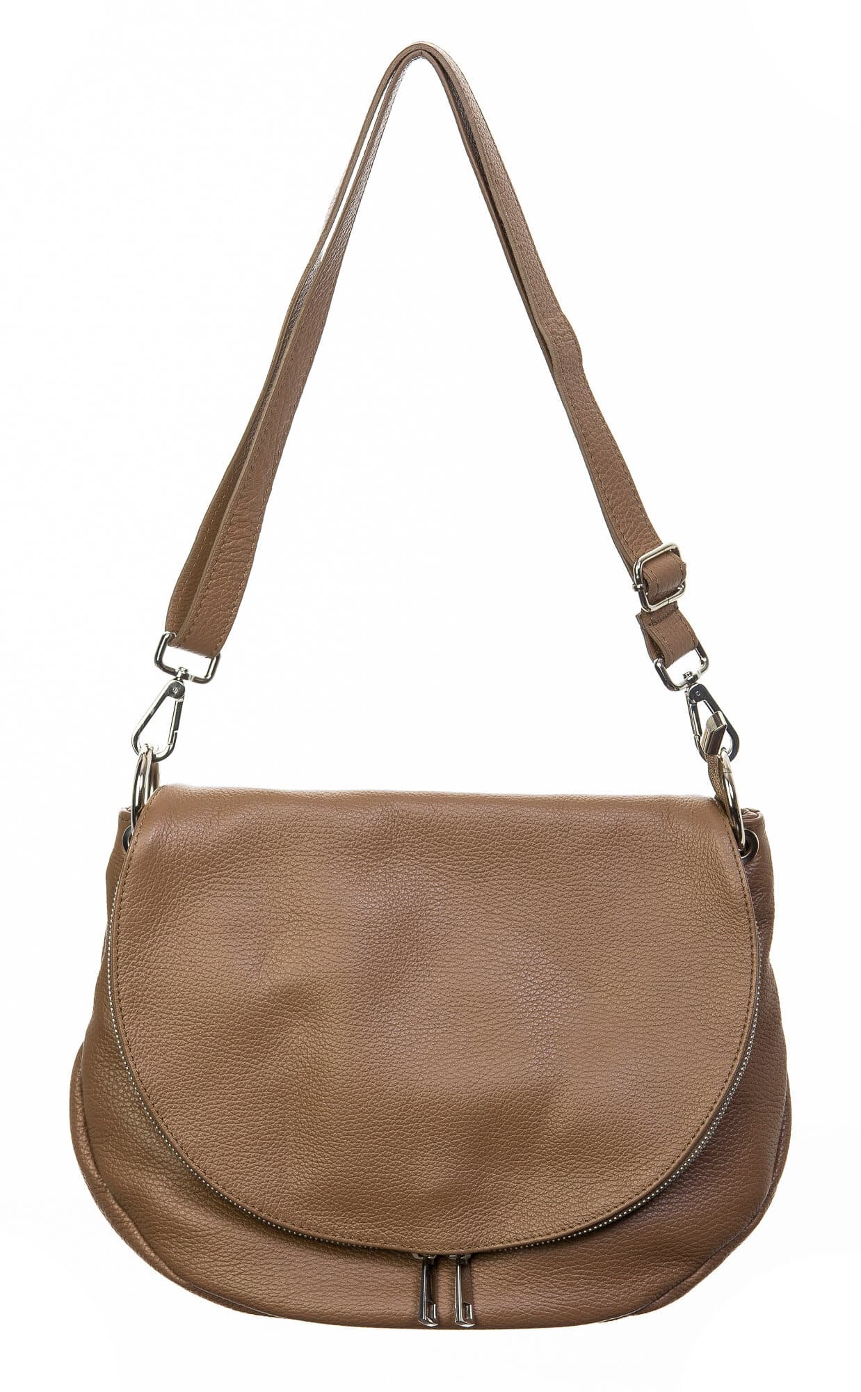 Borsa donna in vera pelle, CHIAROSCURO, mod LETIZIA colore taupe, Made in Italy.