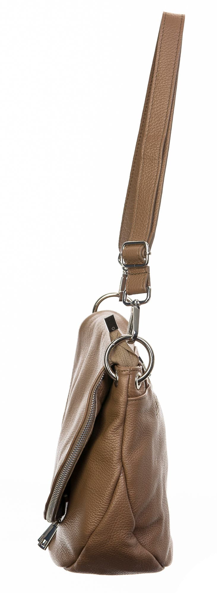 Borsa donna in vera pelle, CHIAROSCURO, mod LETIZIA colore taupe, Made in Italy.
