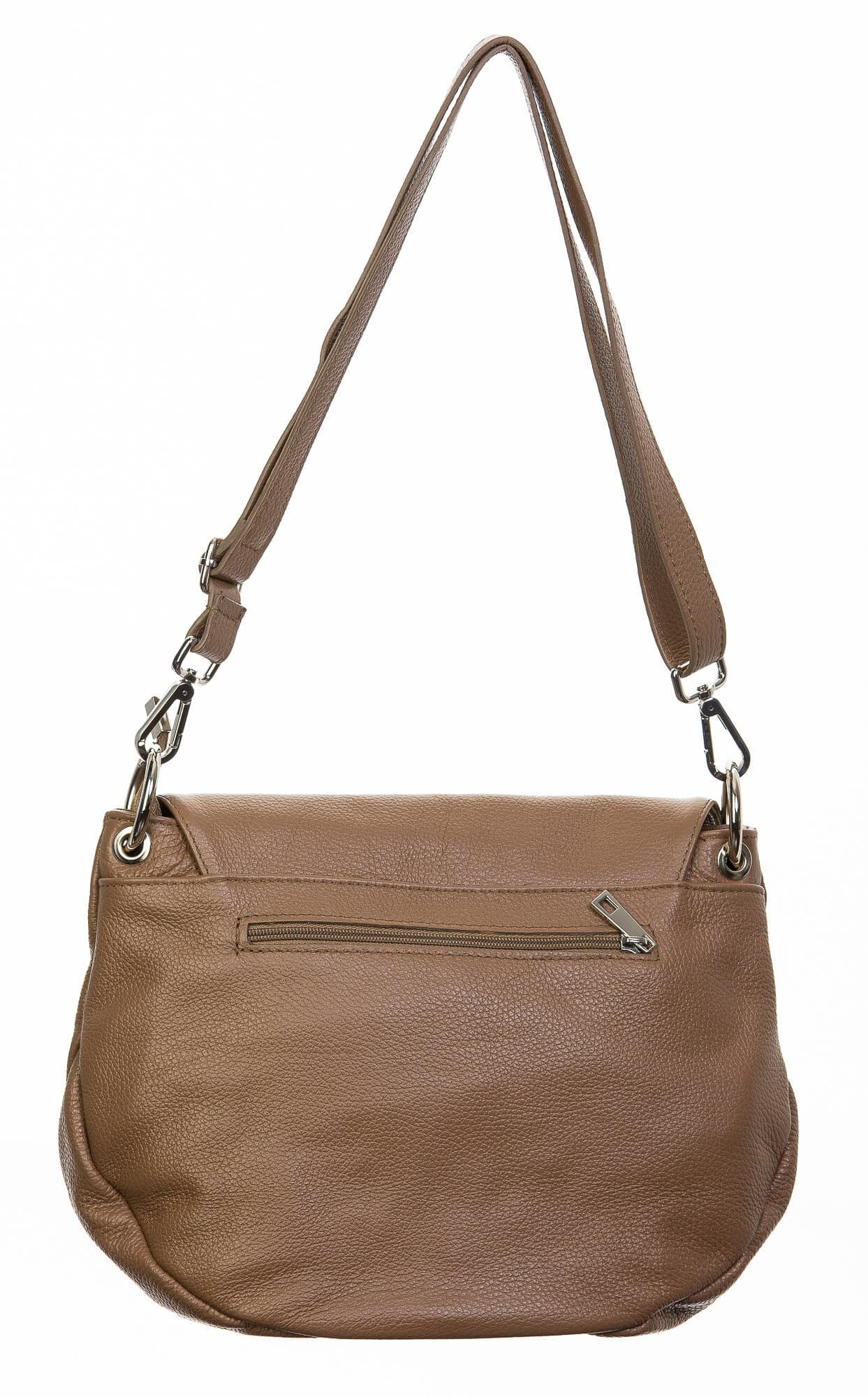 Borsa donna in vera pelle, CHIAROSCURO, mod LETIZIA colore taupe, Made in Italy.