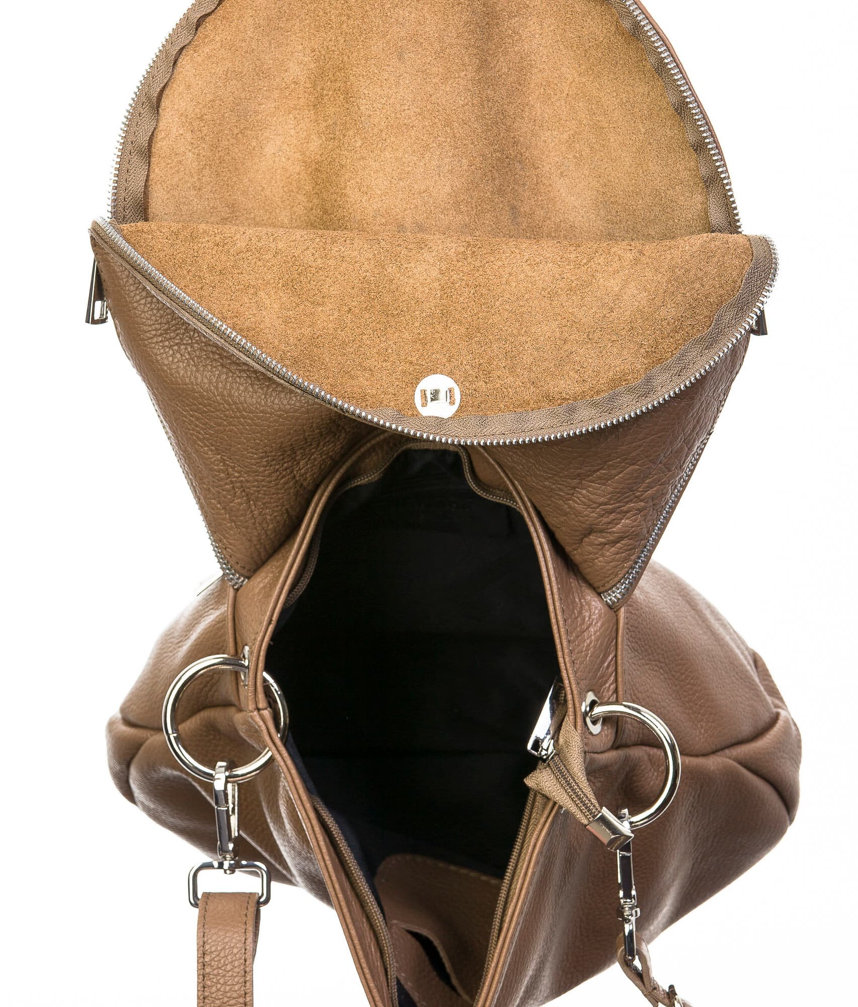 Borsa donna in vera pelle, CHIAROSCURO, mod LETIZIA colore taupe, Made in Italy.