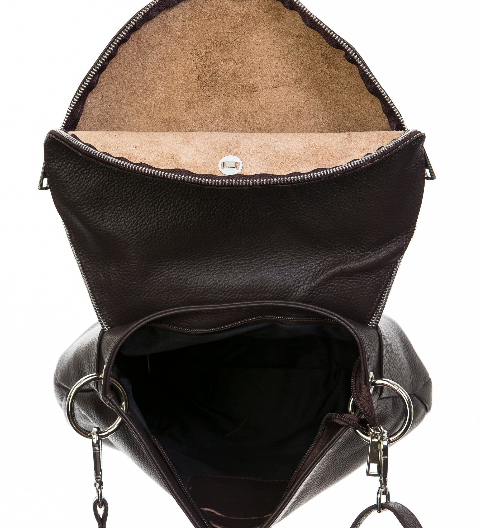 Borsa donna in vera pelle, CHIAROSCURO, mod LETIZIA colore marrone, Made in Italy.