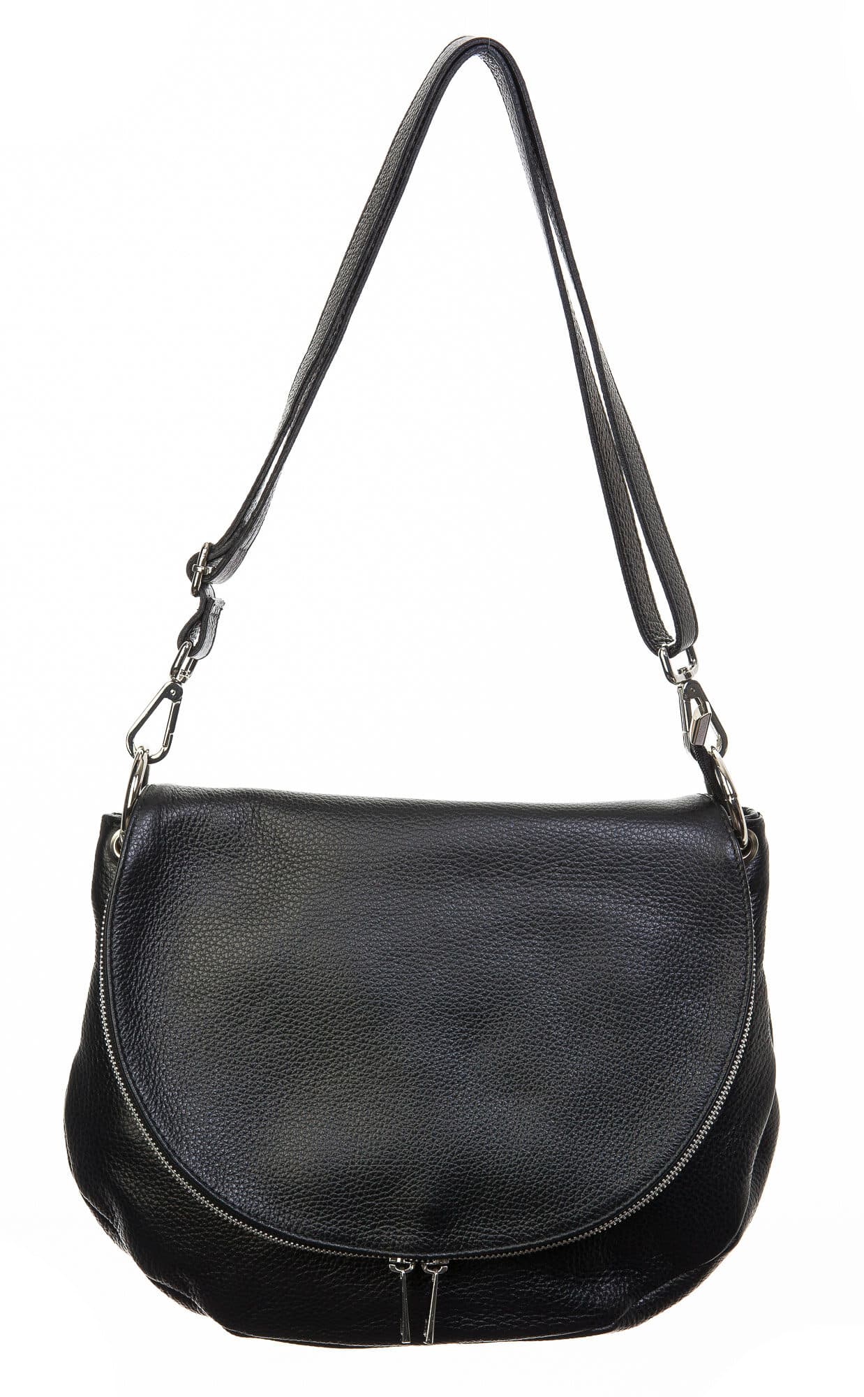 Borsa donna in vera pelle, CHIAROSCURO, mod LETIZIA colore nero, Made in Italy.