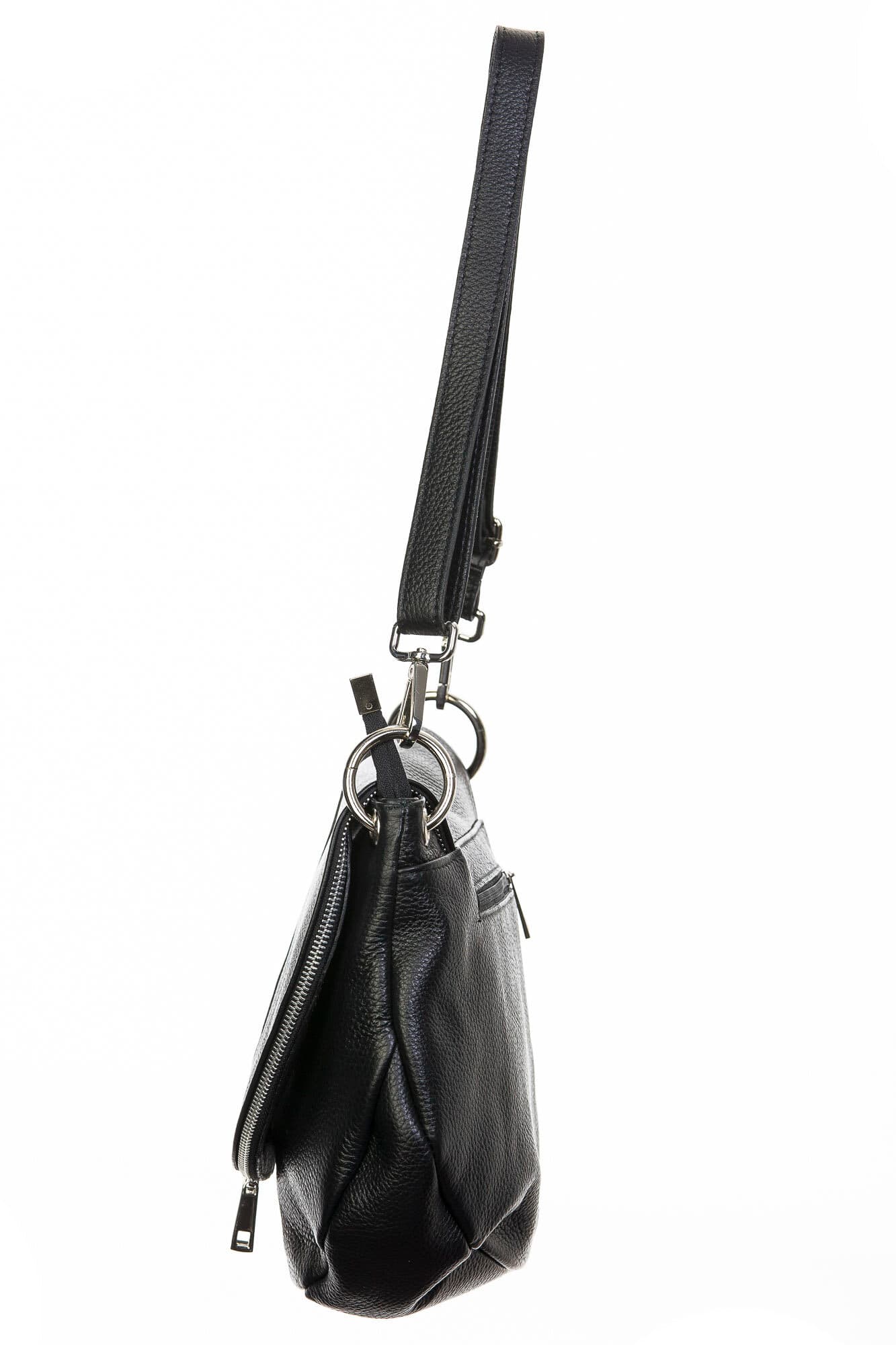 Borsa donna in vera pelle, CHIAROSCURO, mod LETIZIA colore nero, Made in Italy.