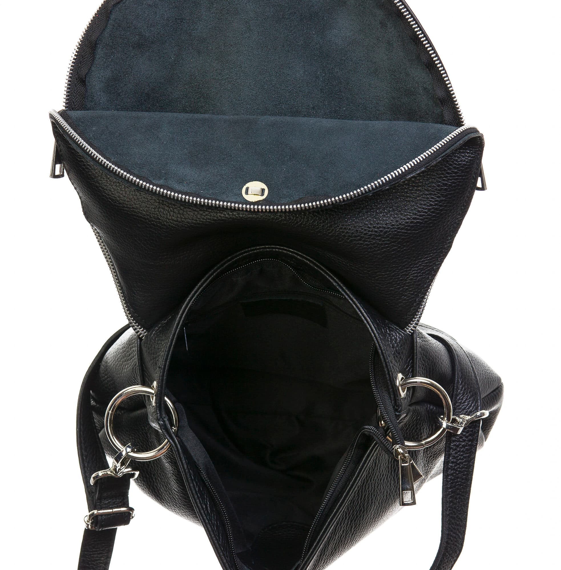 Borsa donna in vera pelle, CHIAROSCURO, mod LETIZIA colore nero, Made in Italy.