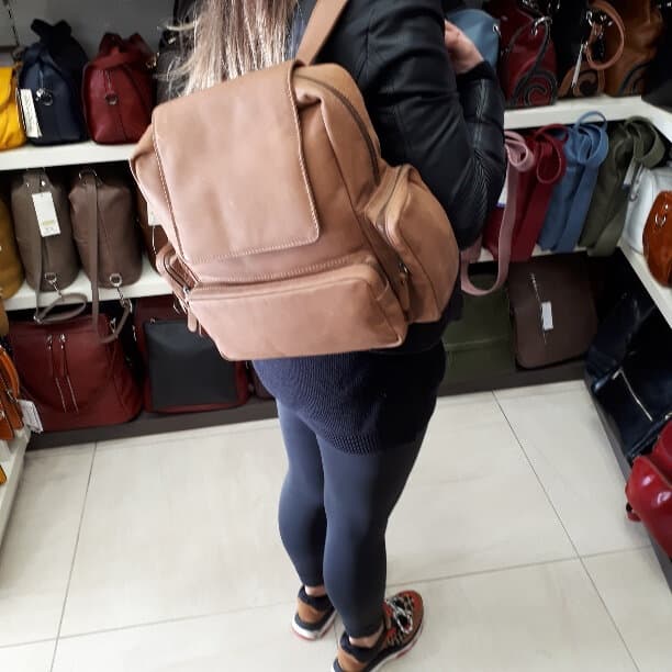 MONTE DIRAN: zaino uomo / donna in pelle nabuk, colore : MARRONE, Made in Italy