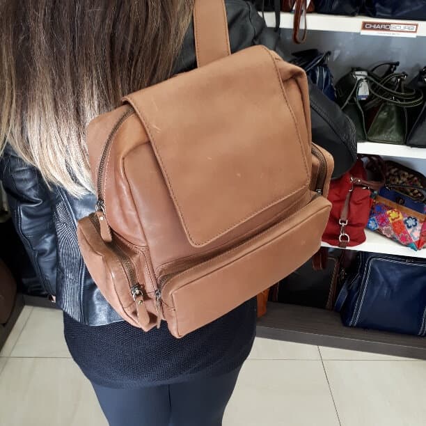 MONTE DIRAN: zaino uomo / donna in pelle nabuk, colore : MARRONE, Made in Italy