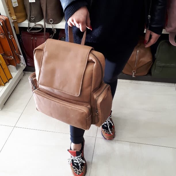 MONTE DIRAN: zaino uomo / donna in pelle nabuk, colore : MARRONE, Made in Italy