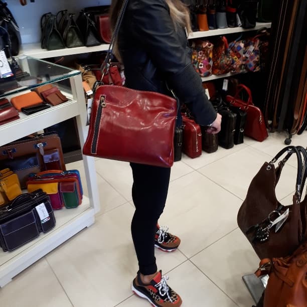 ORNELLA : borsa donna a spalla in cuoio, colore : TESTAMORO / BLU, Made in Italy