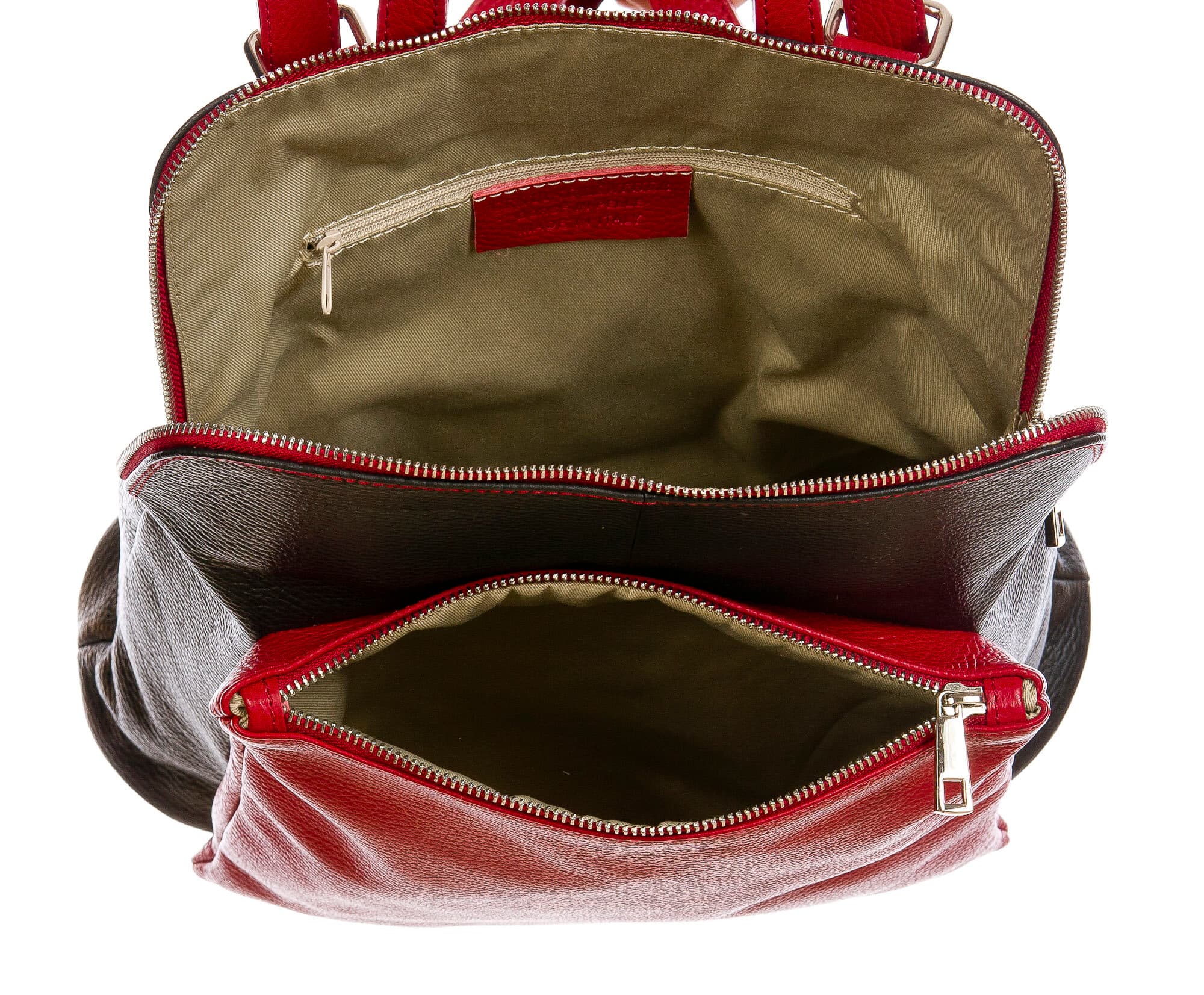 MONVISO : borsa - zaino donna, pelle morbida, colore: TESTAMORO, Made in Italy