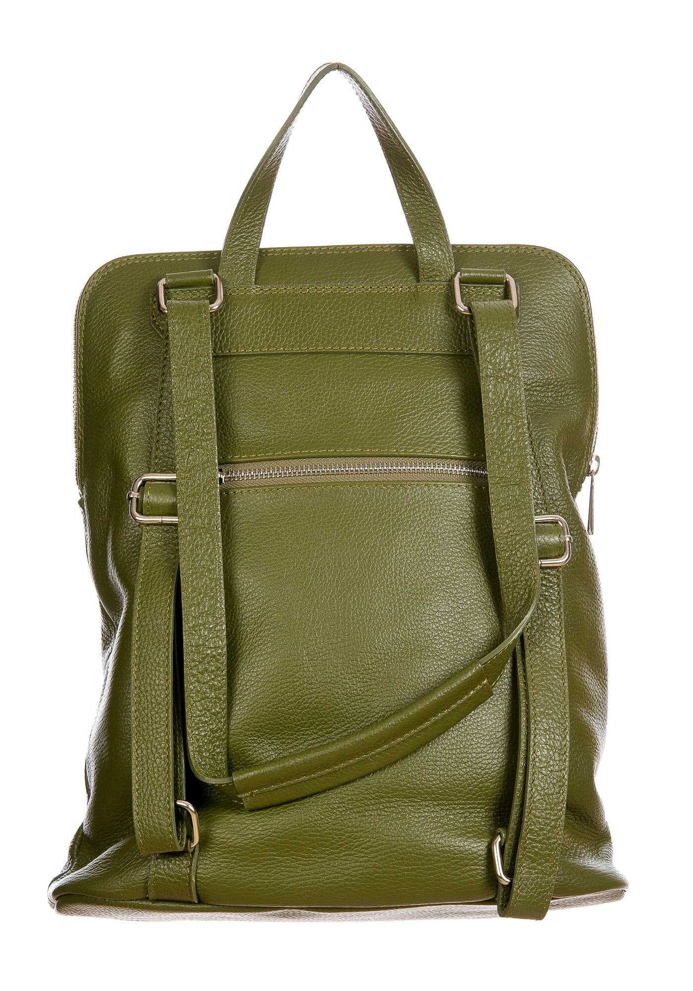 MONVISO : borsa - zaino donna, pelle morbida, colore: VERDE, Made in Italy