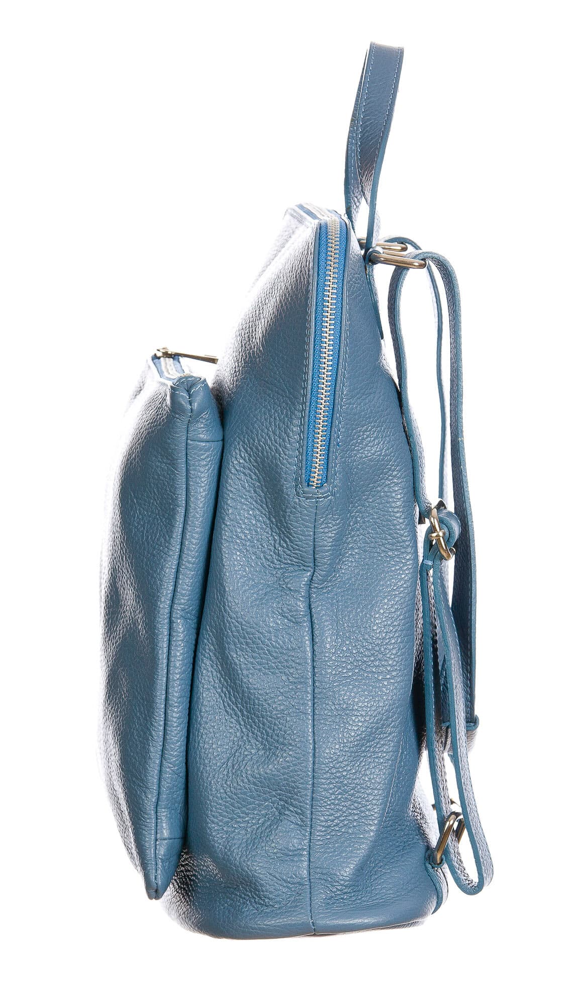 MONVISO : borsa - zaino donna, pelle morbida, colore: AZZURRO, Made in Italy