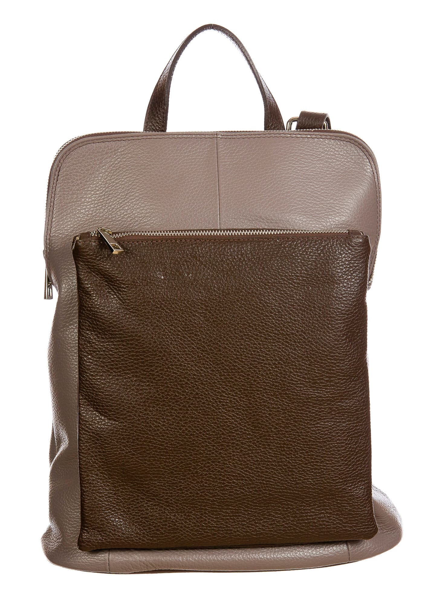 MONVISO : borsa - zaino donna, pelle morbida, colore: TAUPE / MARRONE, Made in Italy